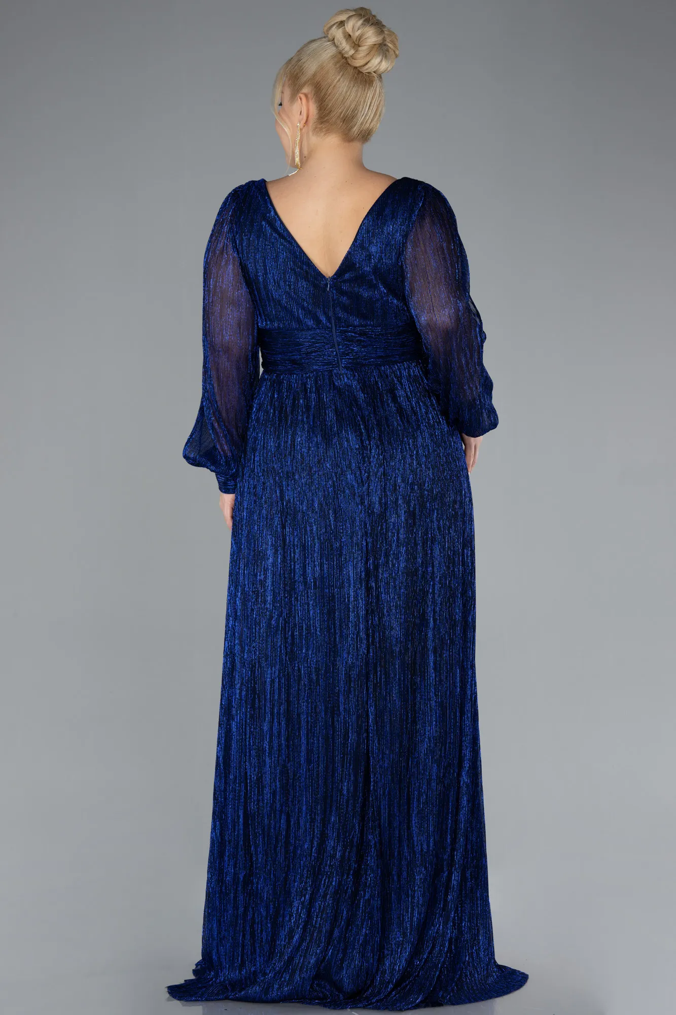 Sax Blue-Long Plus Size Evening Dress ABU3154