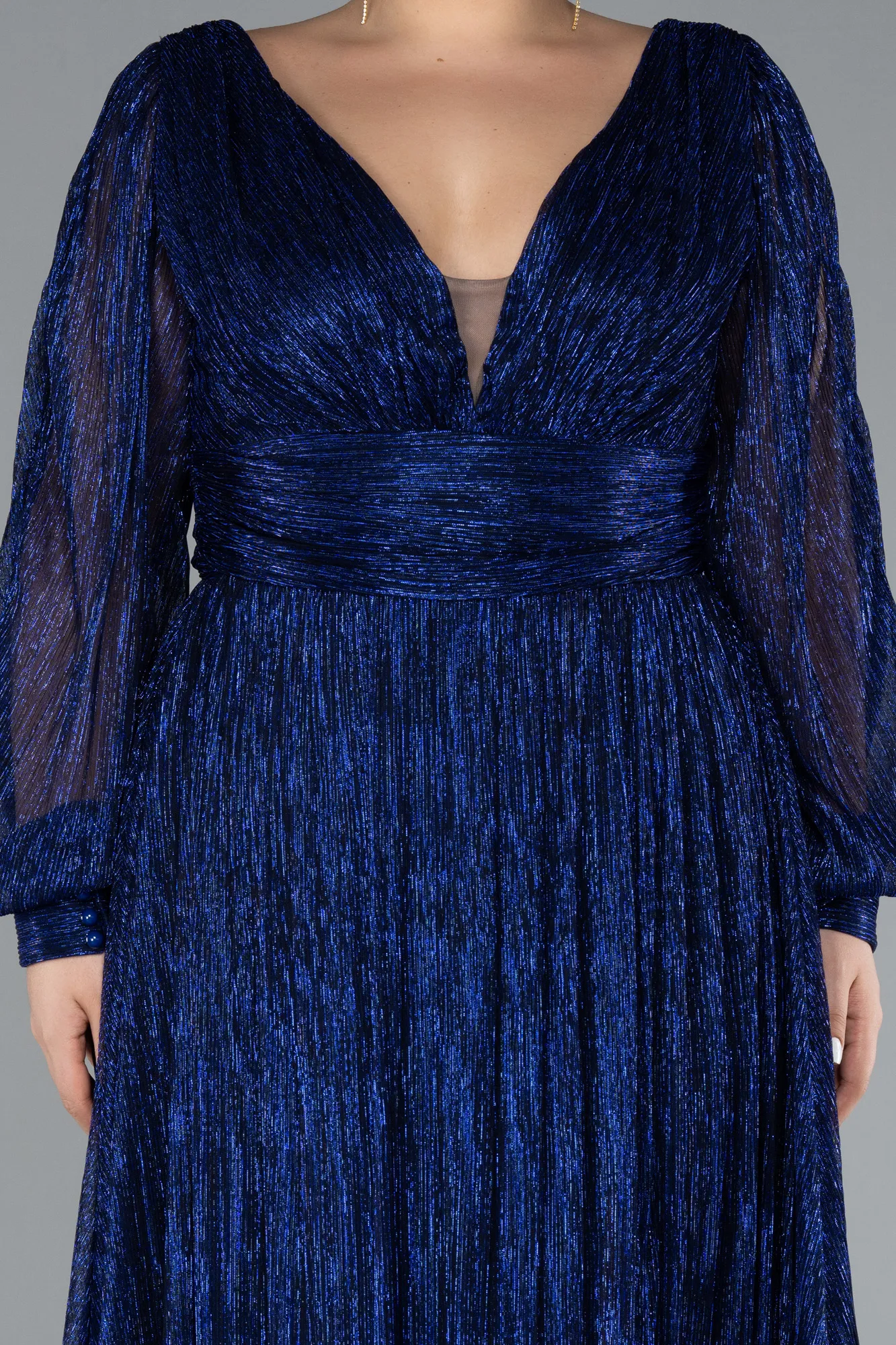 Sax Blue-Long Plus Size Evening Dress ABU3154