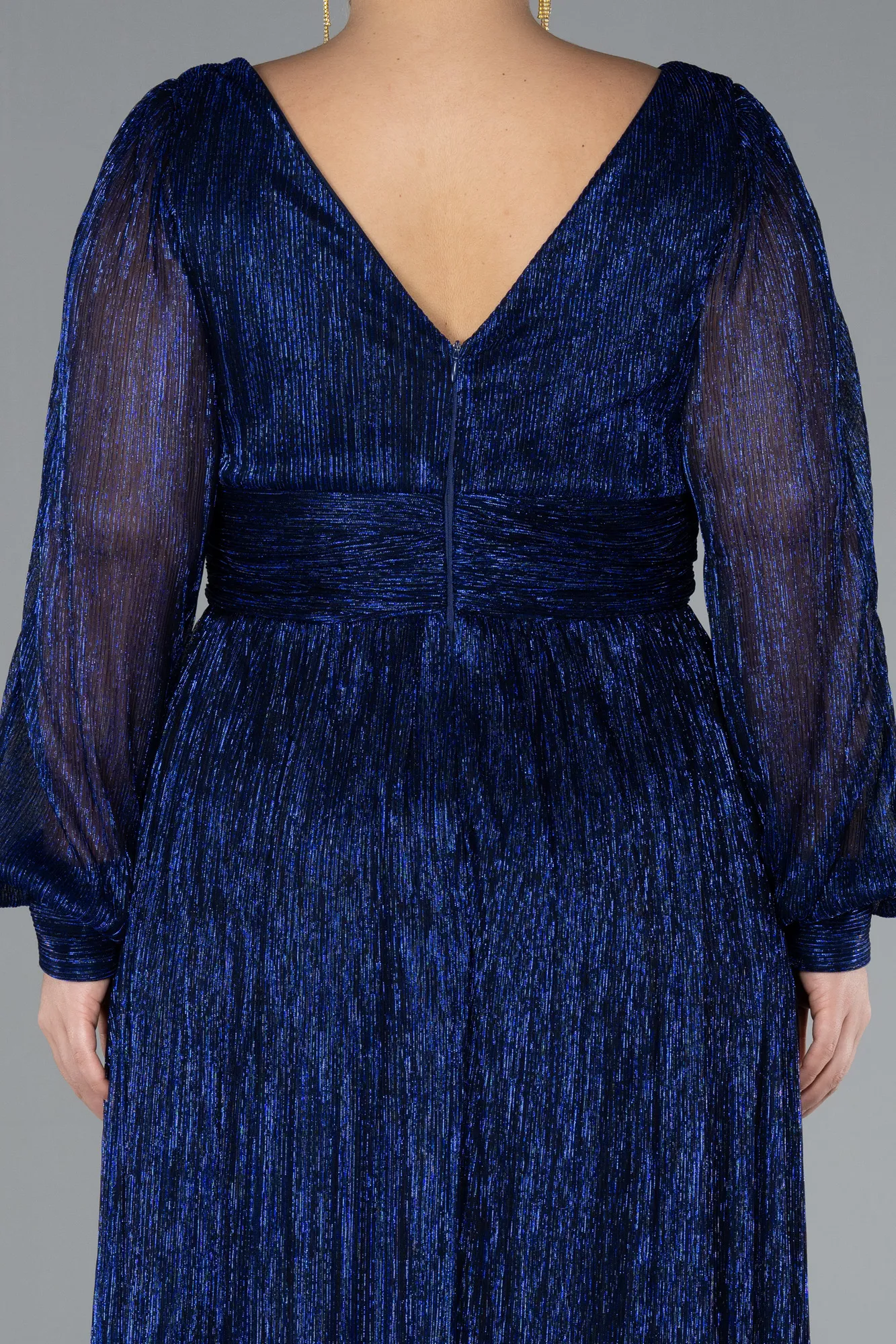 Sax Blue-Long Plus Size Evening Dress ABU3154