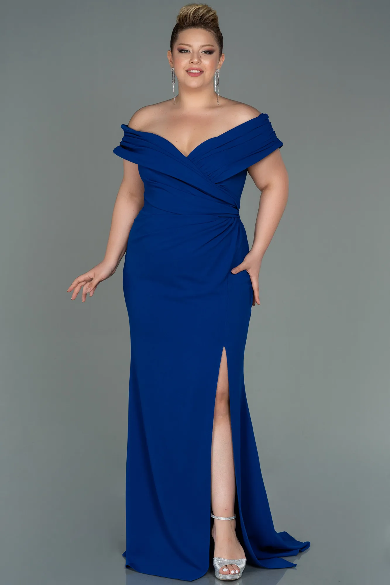 Sax Blue-Long Plus Size Evening Dress ABU3172