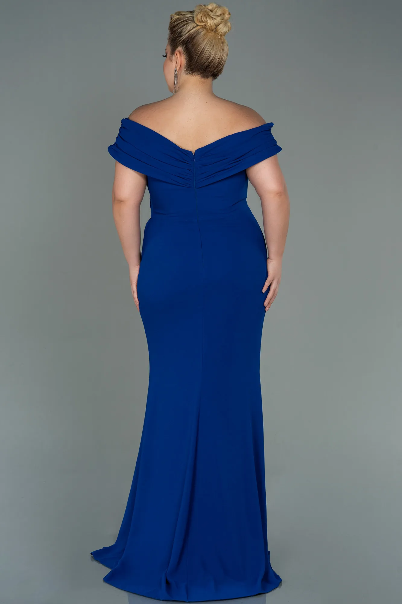 Sax Blue-Long Plus Size Evening Dress ABU3172