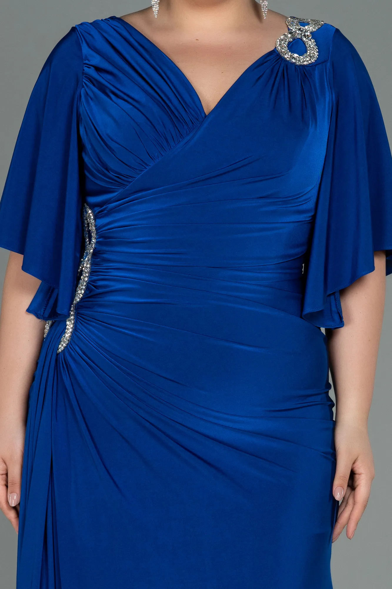Sax Blue-Long Plus Size Evening Dress ABU3173