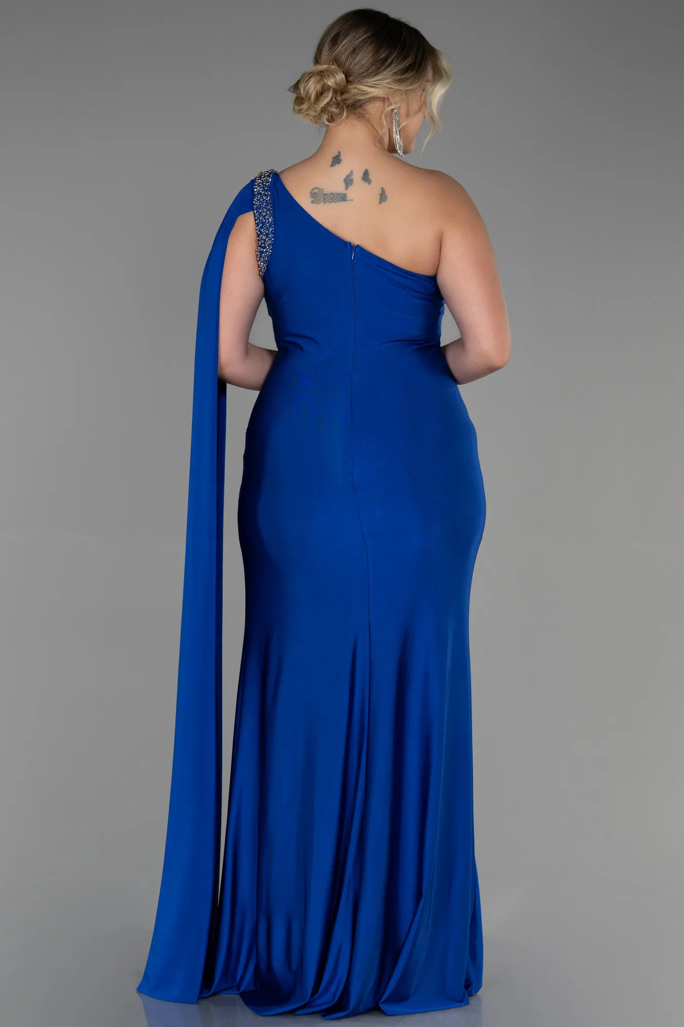 Sax Blue-Long Plus Size Evening Dress ABU3260