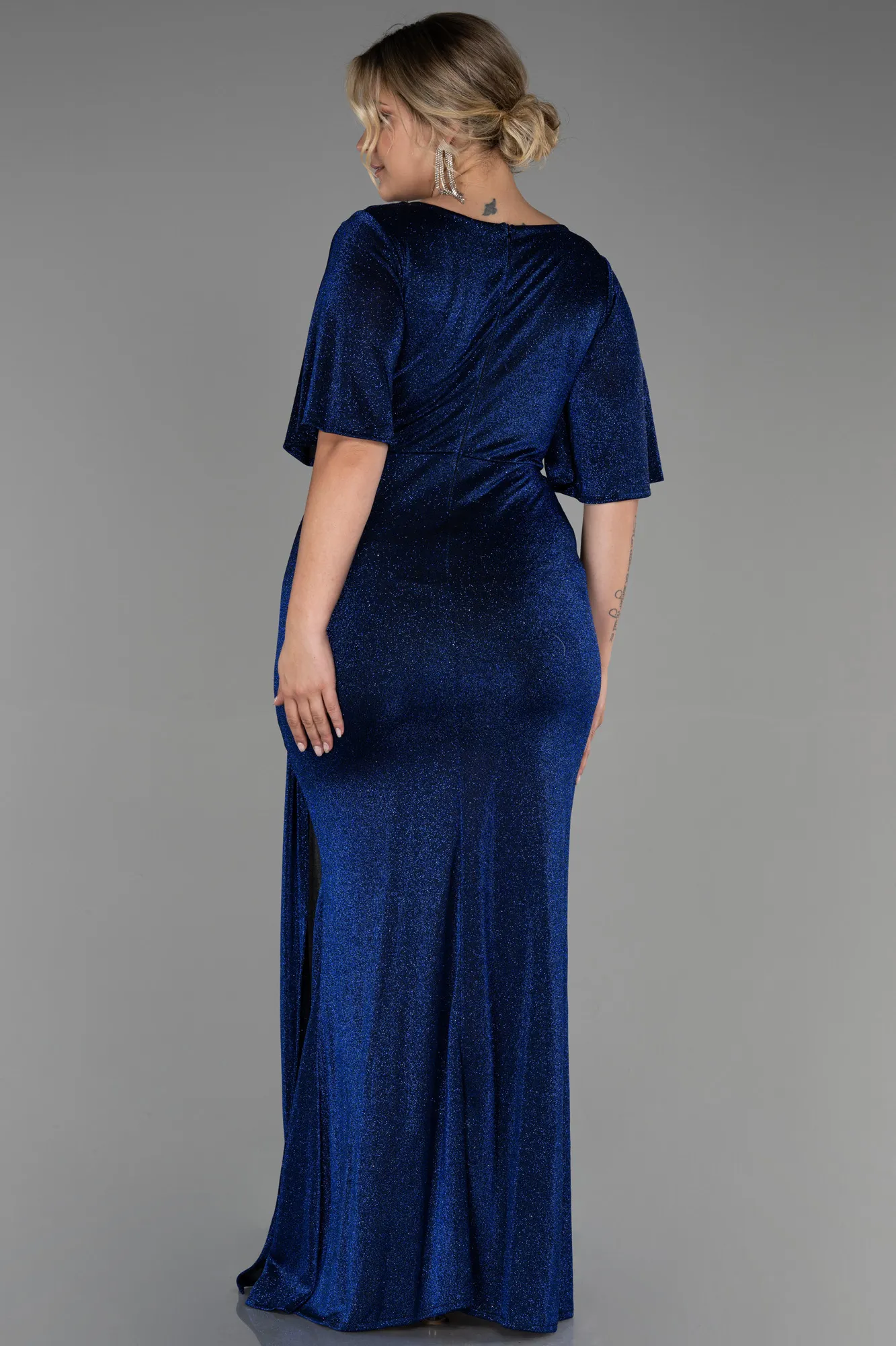 Sax Blue-Long Plus Size Evening Dress ABU3282