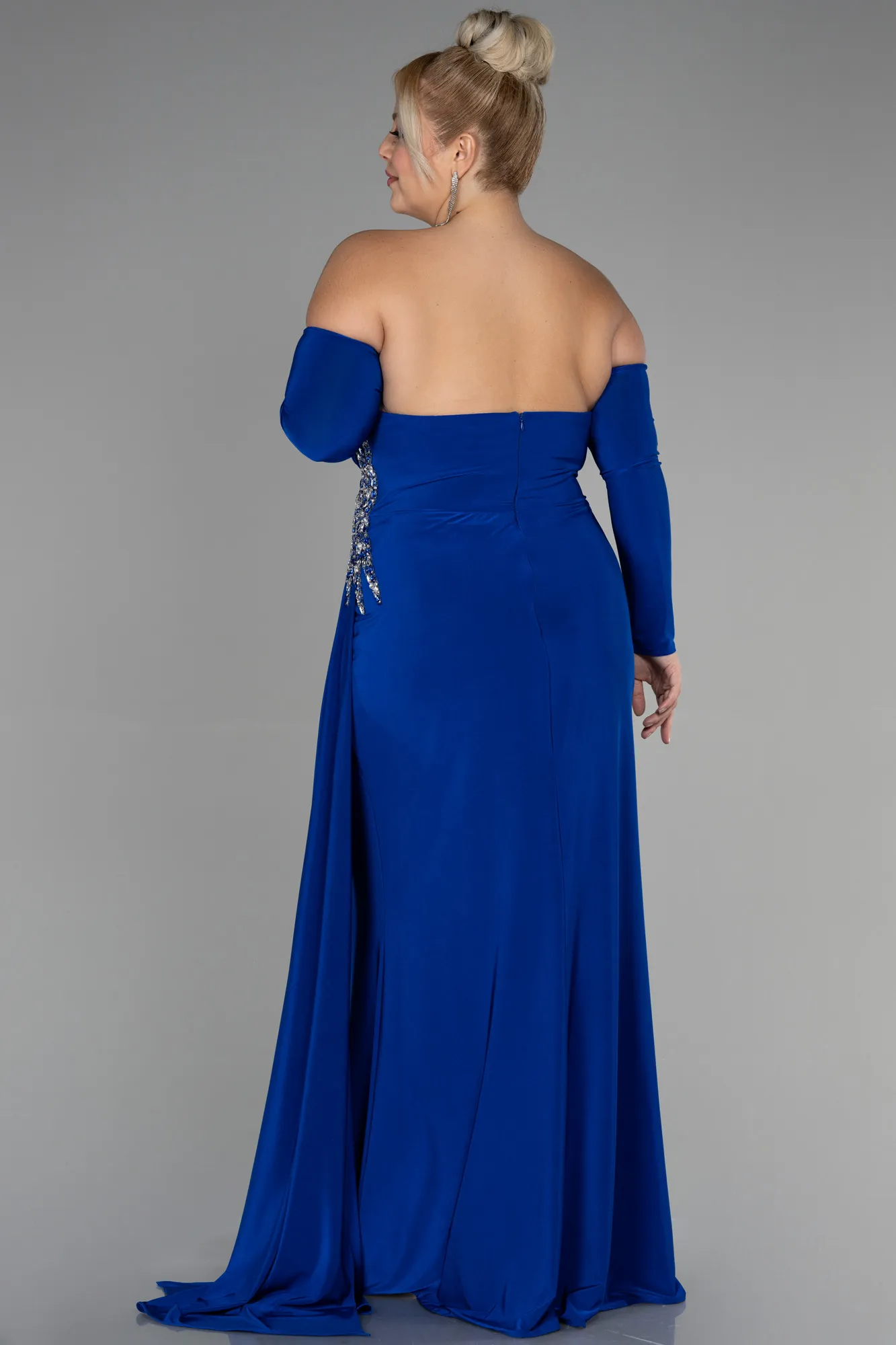 Sax Blue-Long Plus Size Evening Dress ABU3352