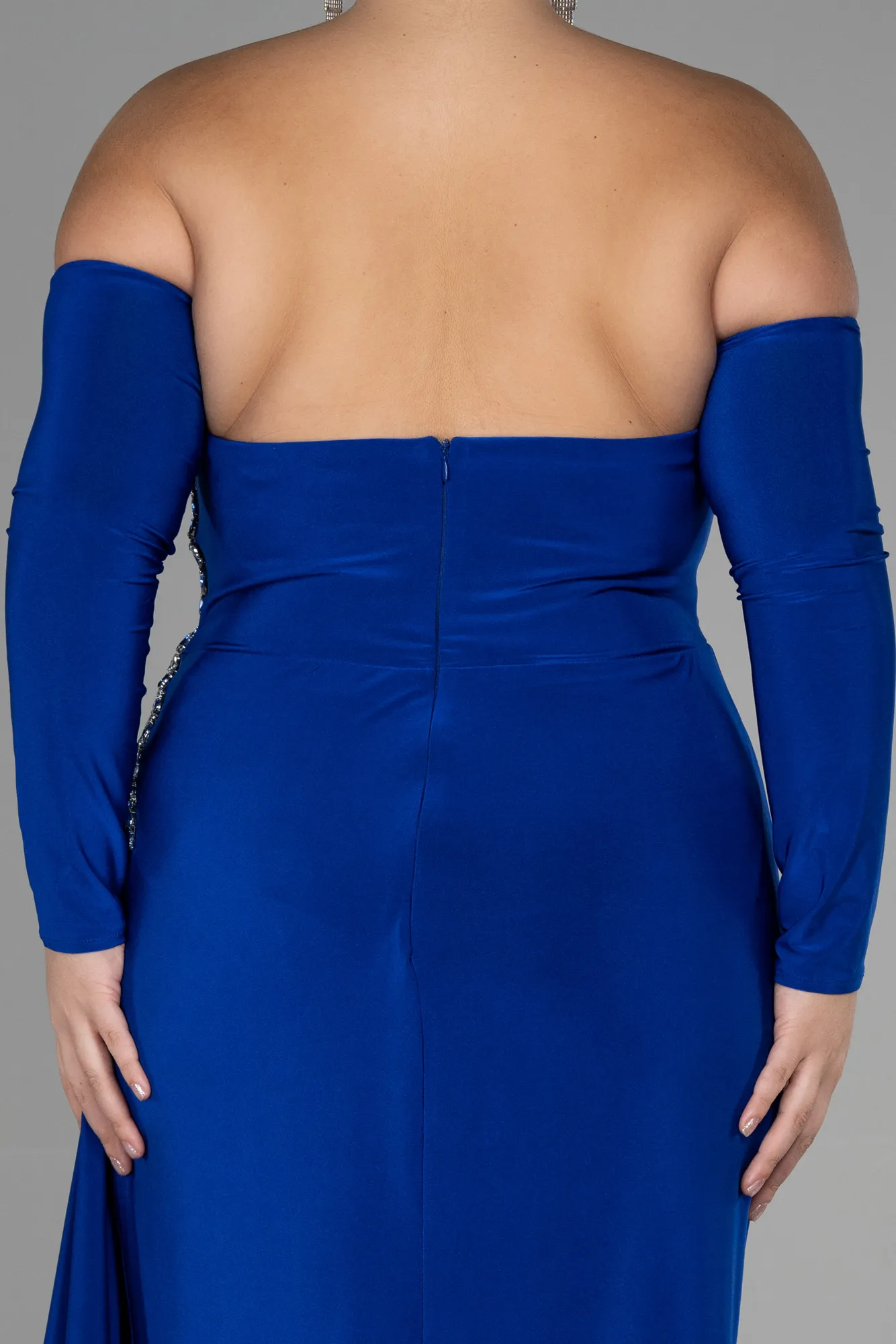 Sax Blue-Long Plus Size Evening Dress ABU3352