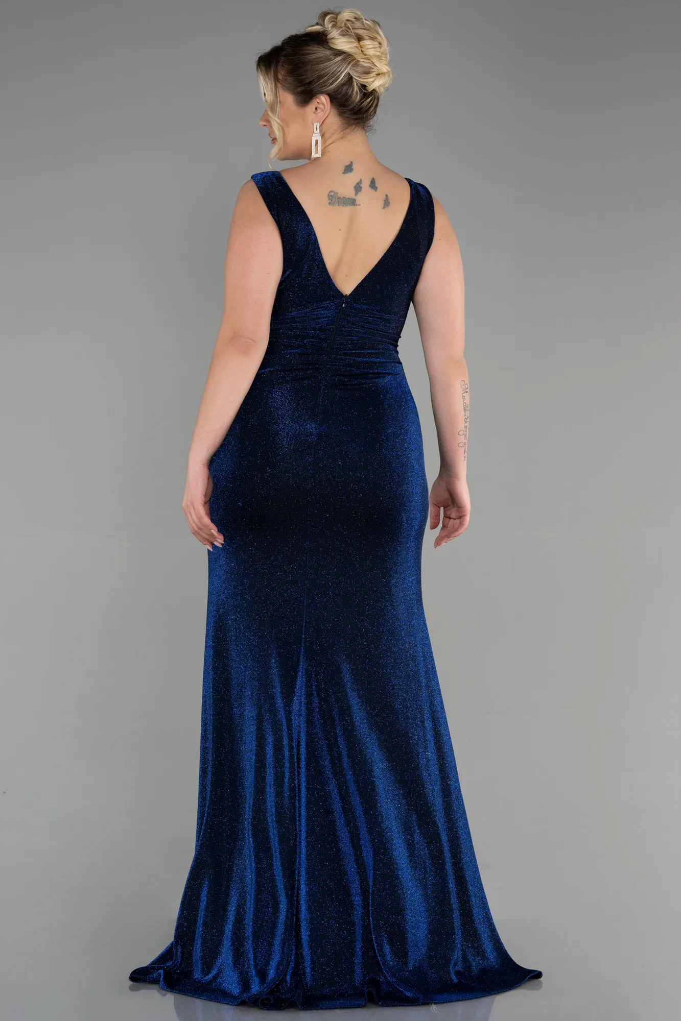 Sax Blue-Long Plus Size Evening Dress ABU3439