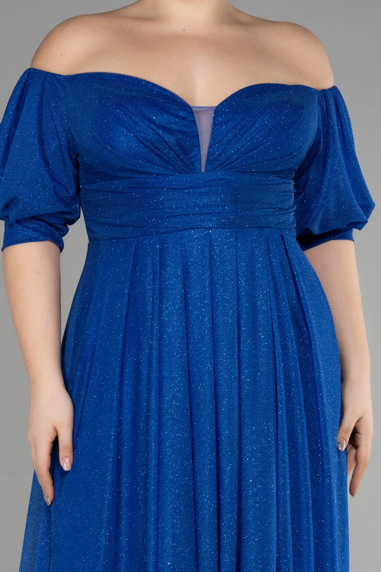Sax Blue-Long Plus Size Evening Dress ABU3615