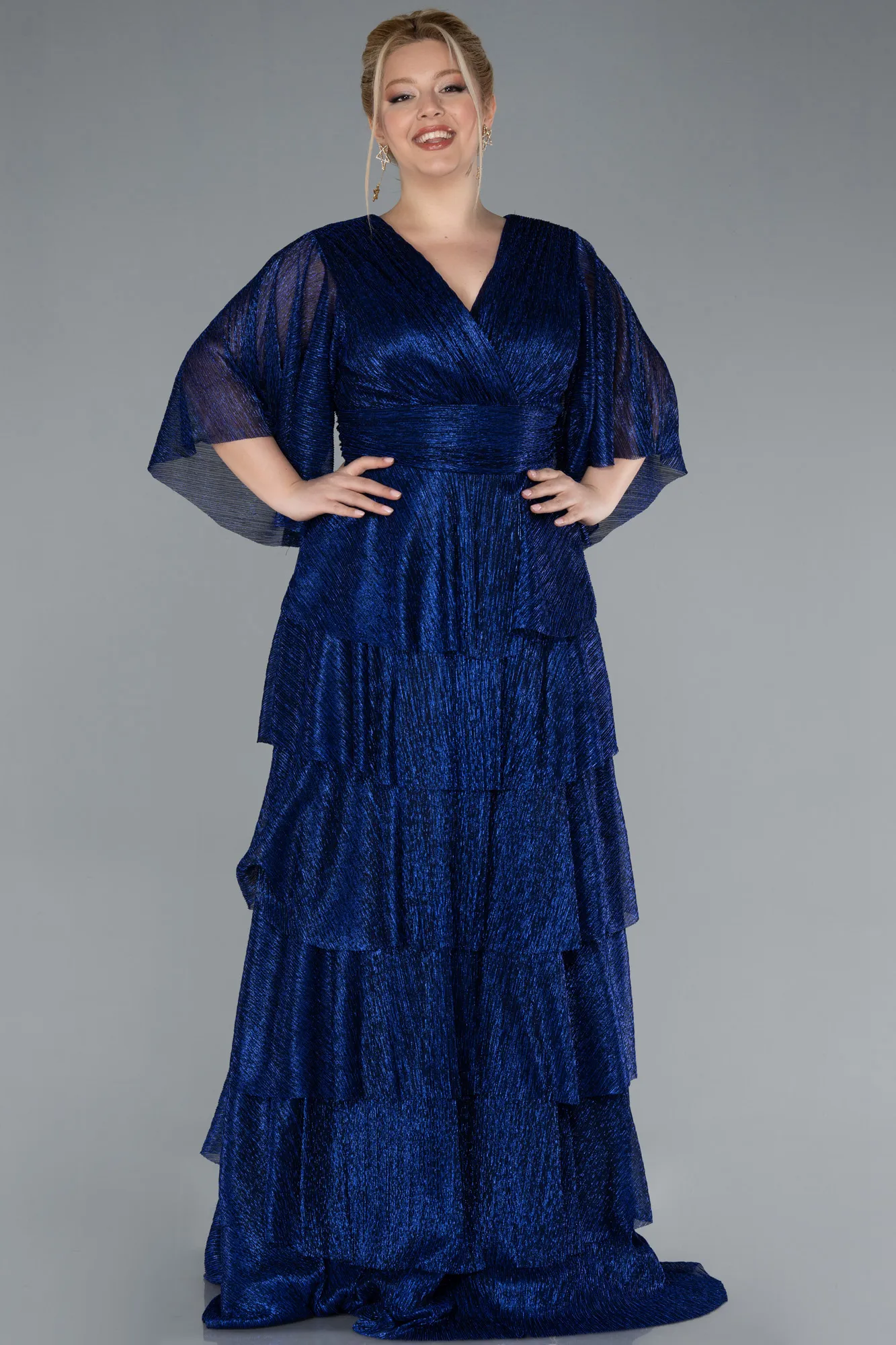 Sax Blue-Long Plus Size Evening Dress ABU4558