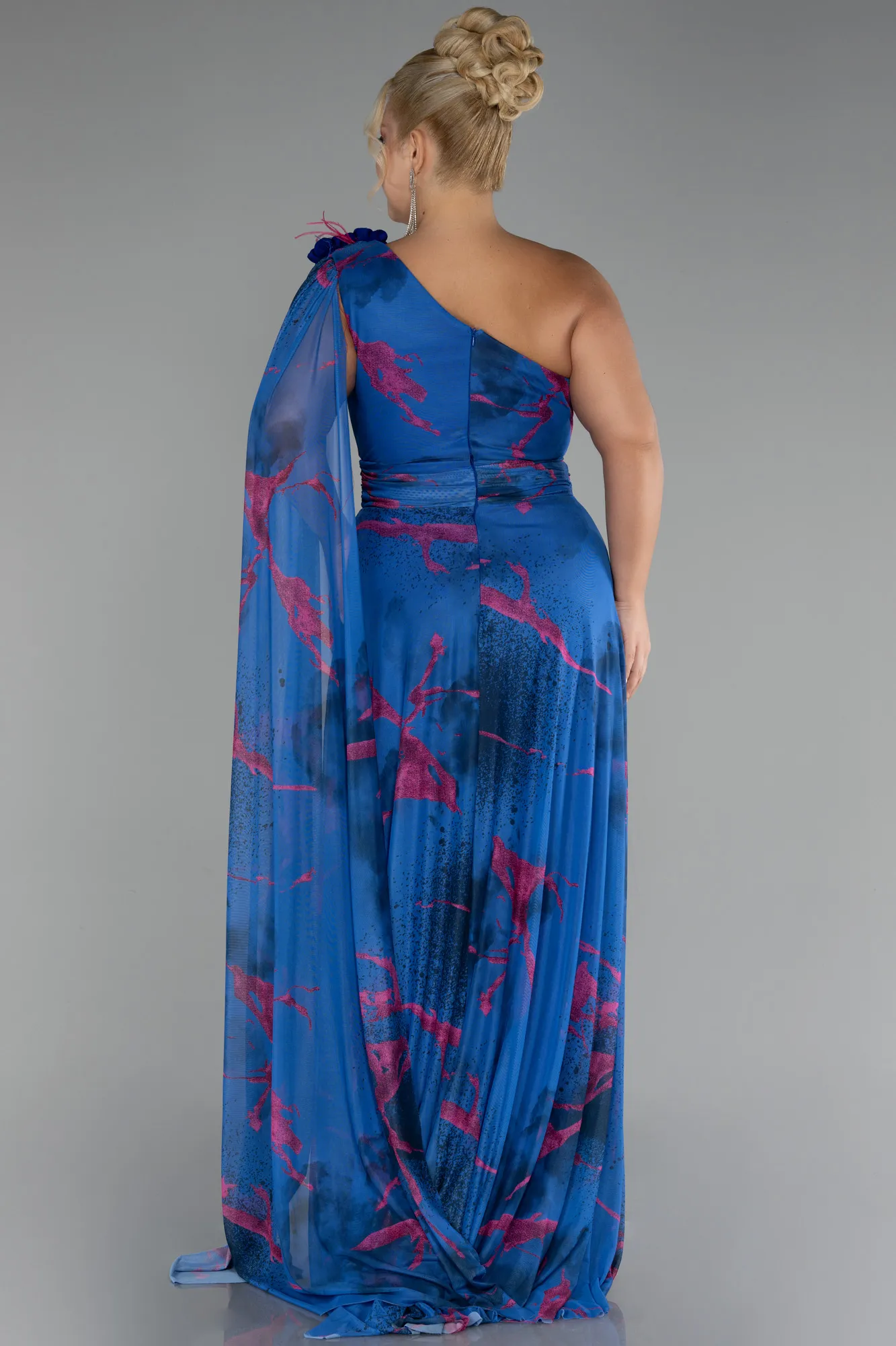 Sax Blue-Long Plus Size Evening Gown ABU3744