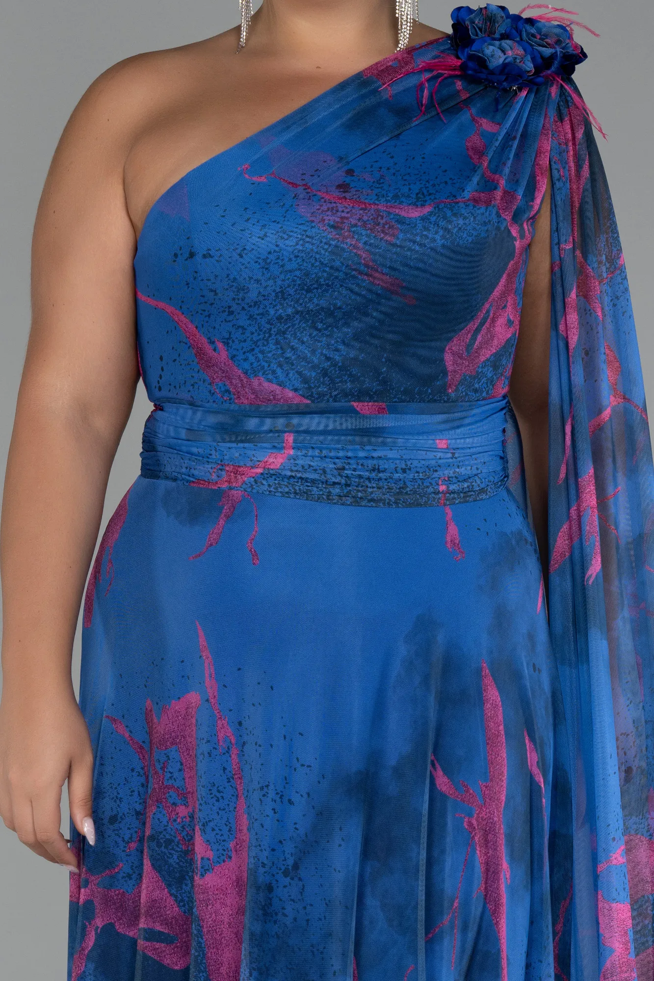 Sax Blue-Long Plus Size Evening Gown ABU3744