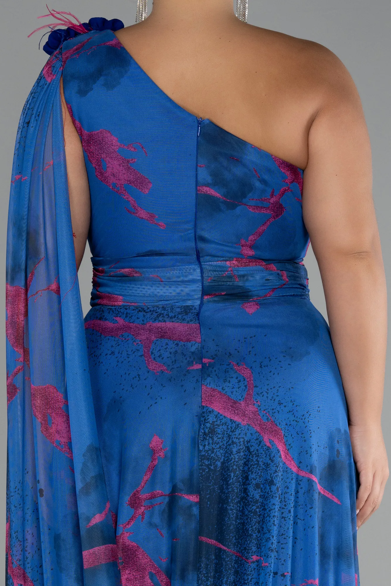 Sax Blue-Long Plus Size Evening Gown ABU3744