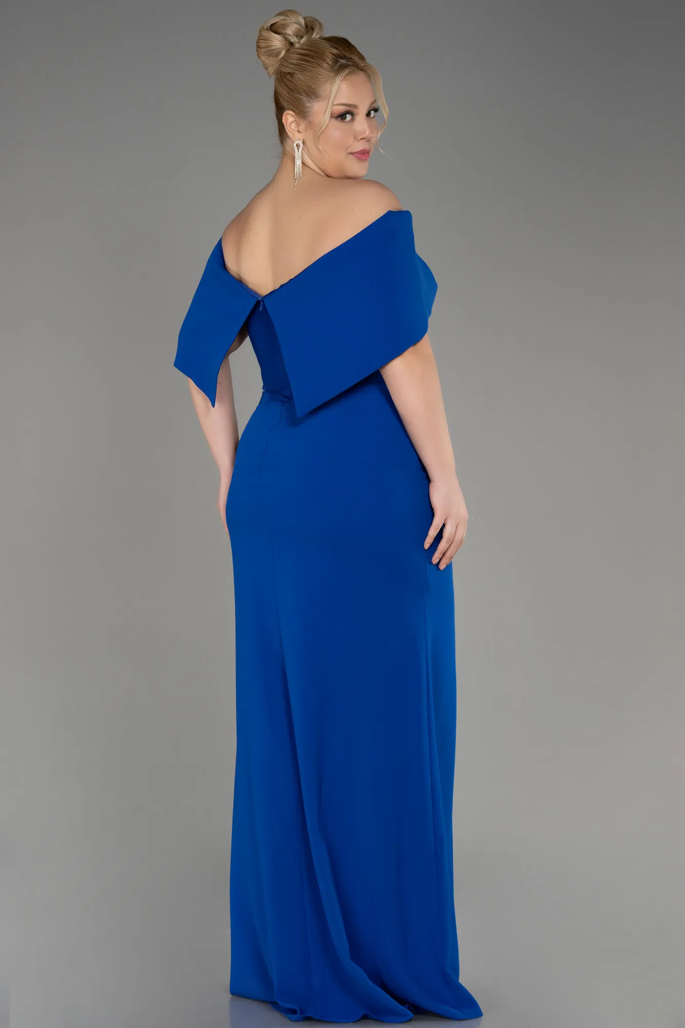 Sax Blue-Long Plus Size Evening Gown ABU3945