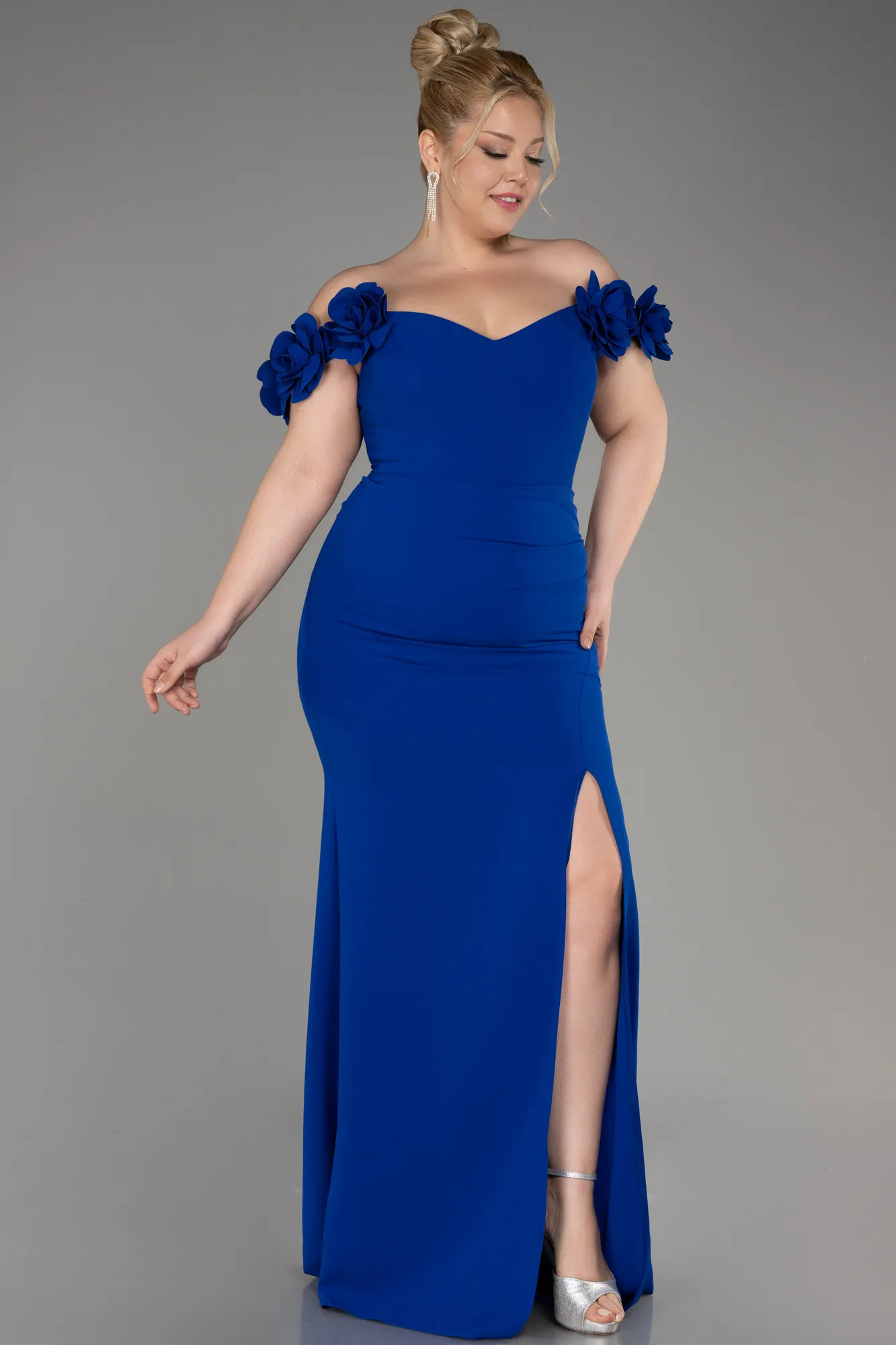 Sax Blue-Long Plus Size Prom Dress ABU3946