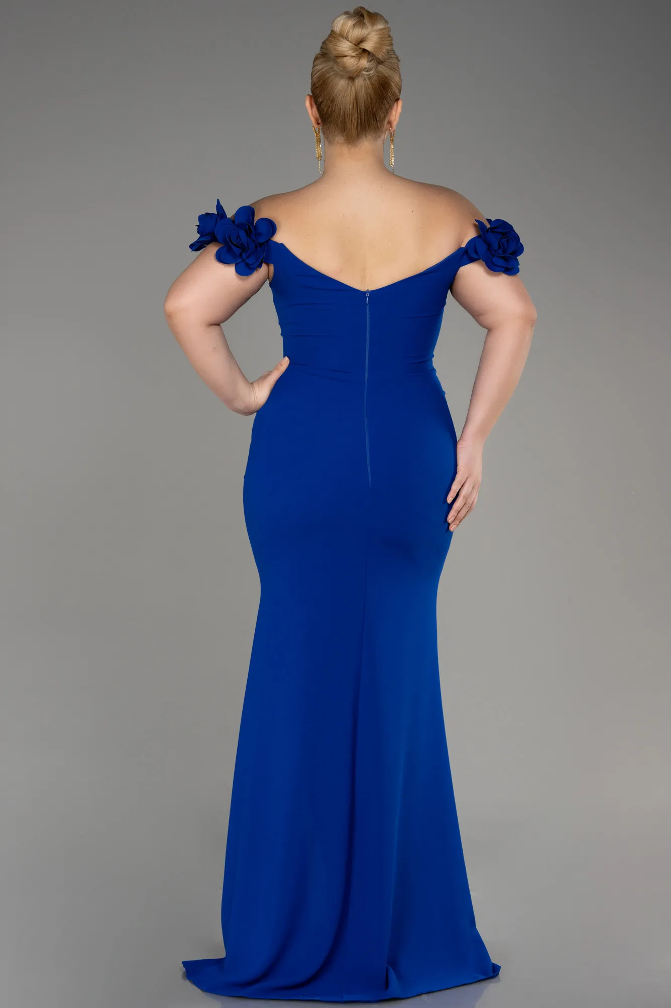 Sax Blue-Long Plus Size Prom Dress ABU3946