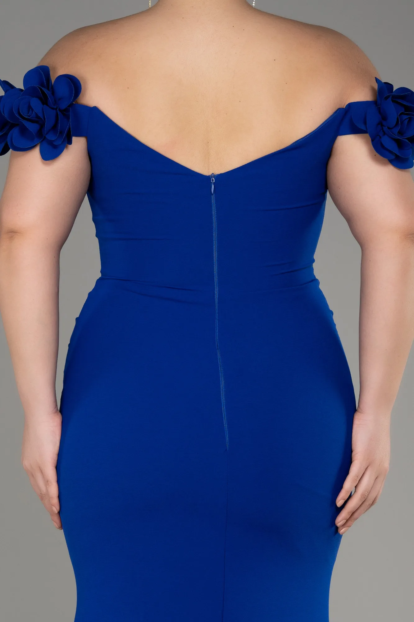 Sax Blue-Long Plus Size Prom Dress ABU3946