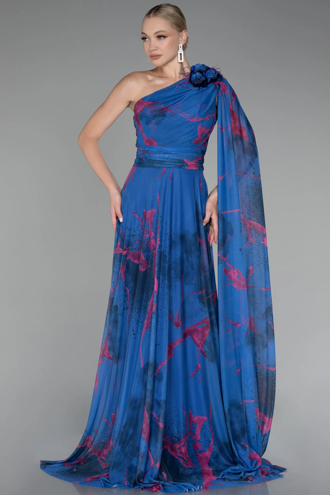 Sax Blue-Long Prom Gown ABU3773