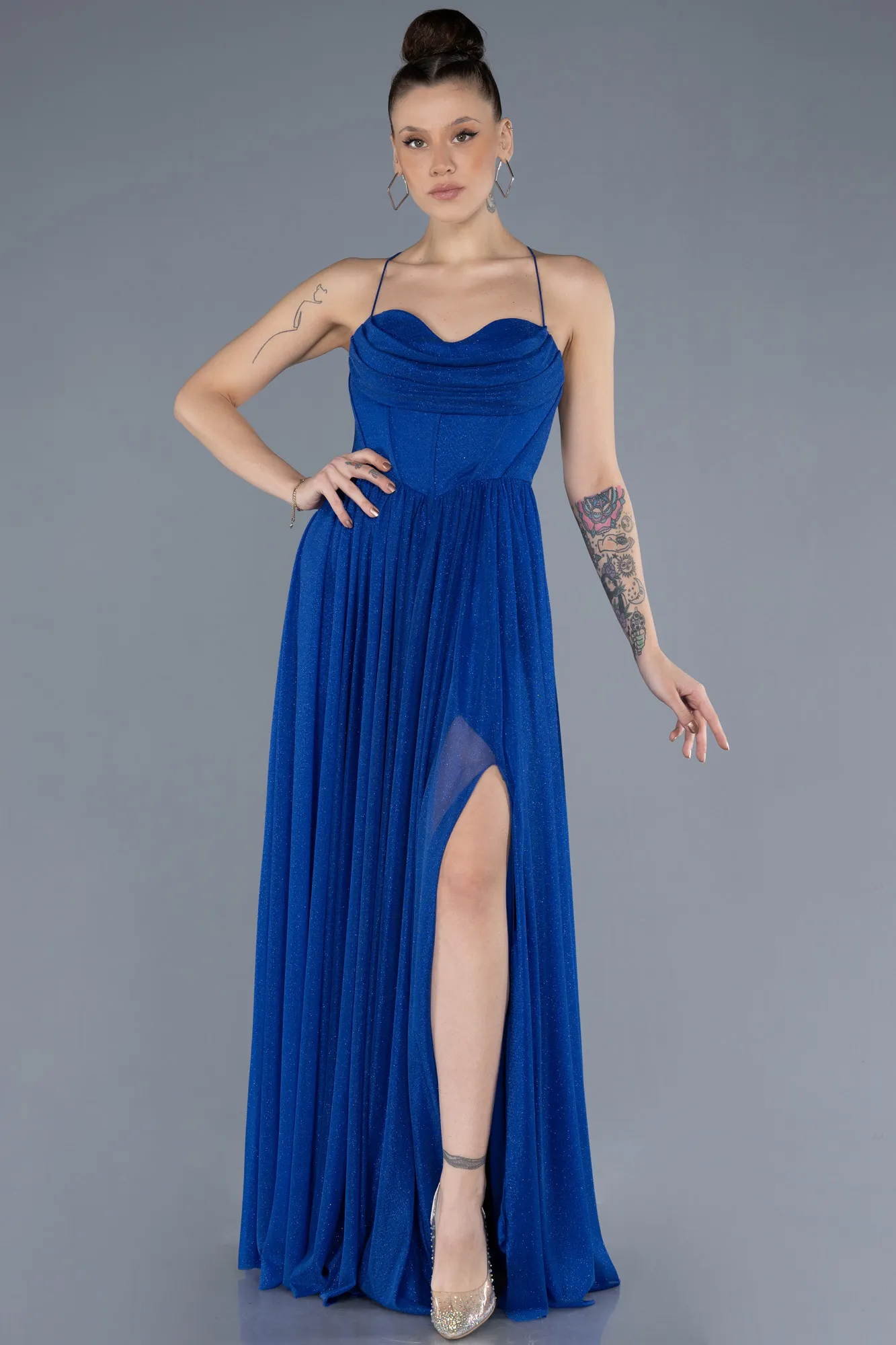 Sax Blue-Long Prom Gown ABU4596