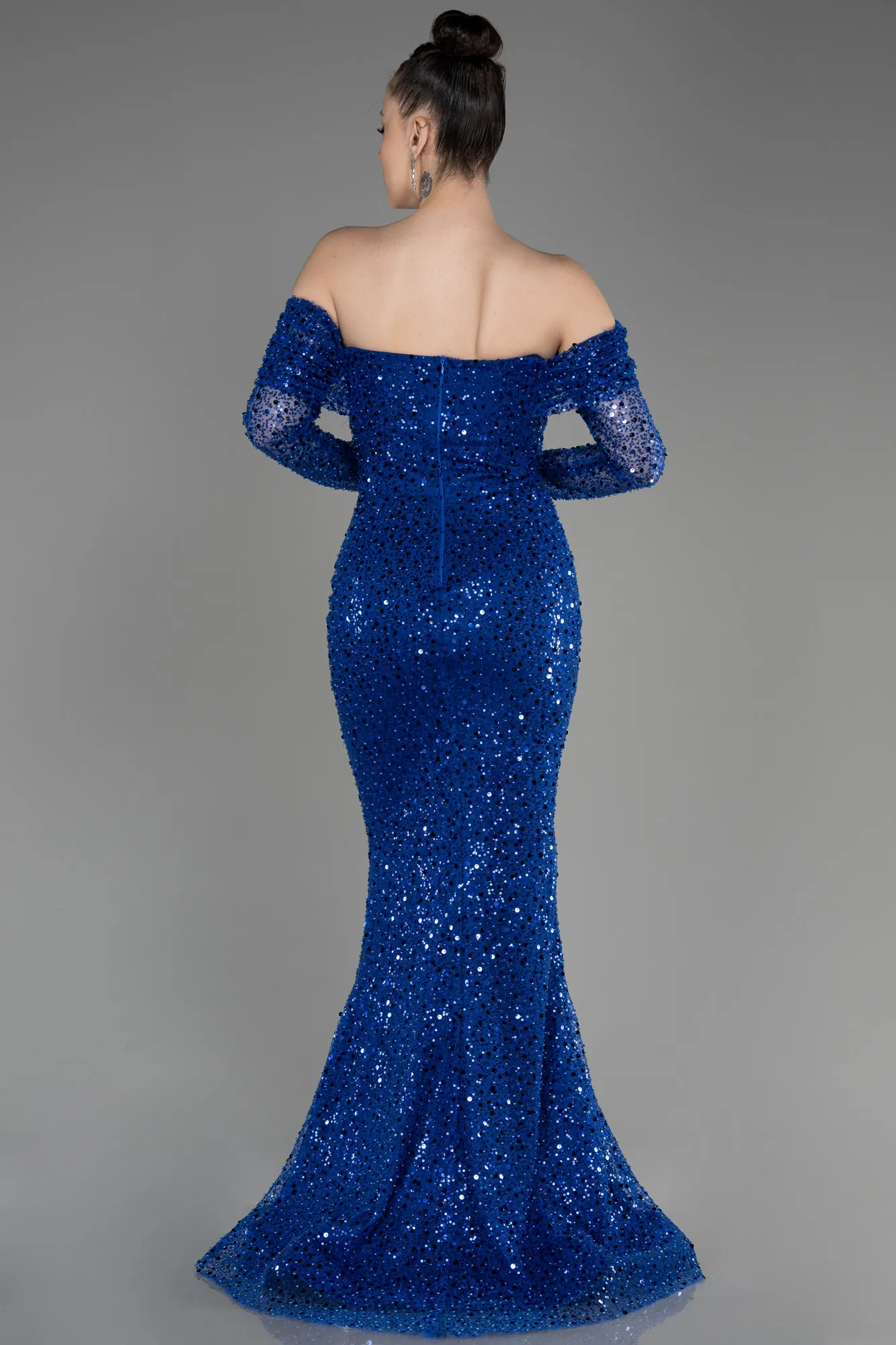 Sax Blue-Long Scaly Mermaid Prom Dress ABU3829