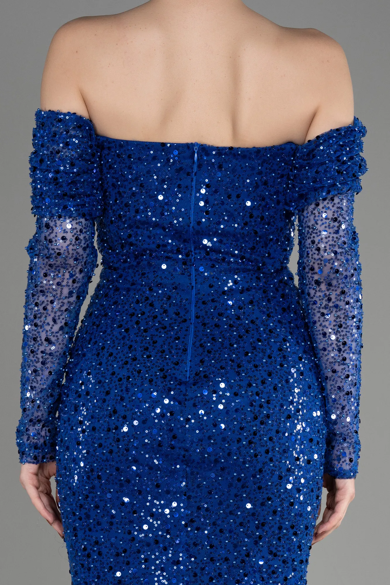 Sax Blue-Long Scaly Mermaid Prom Dress ABU3829