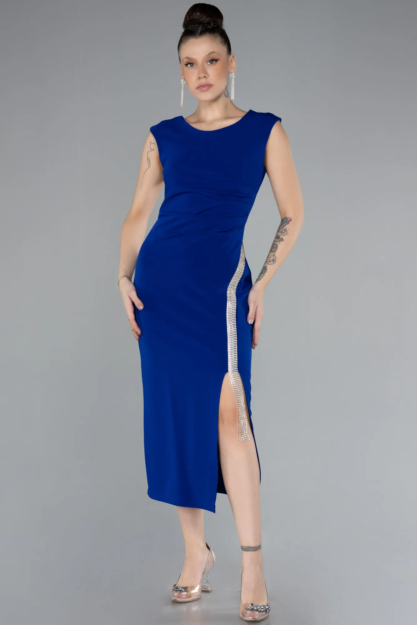 Sax Blue-Midi Cocktail Dress ABK1966