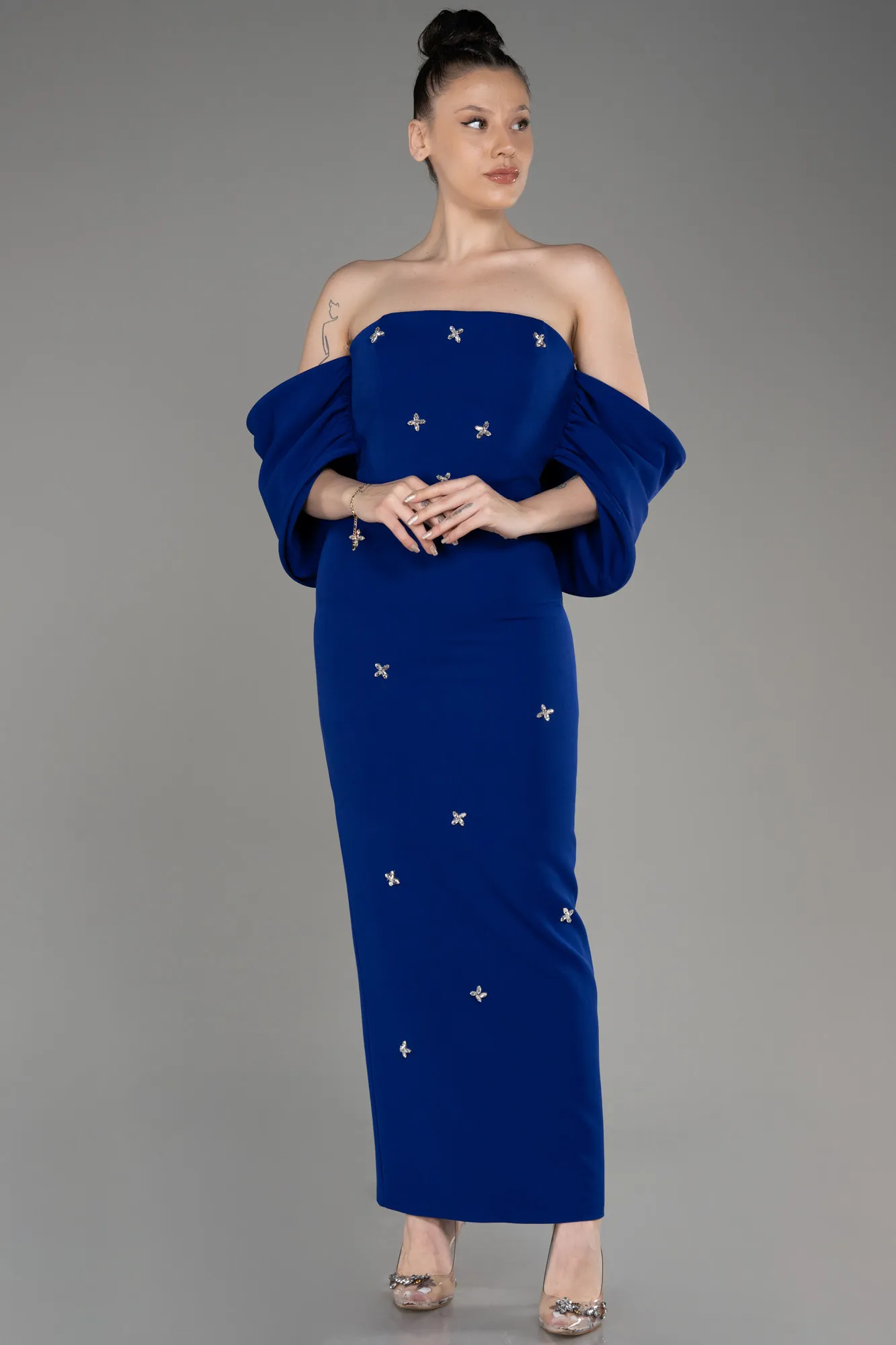 Sax Blue-Midi Cocktail Dress ABK2074