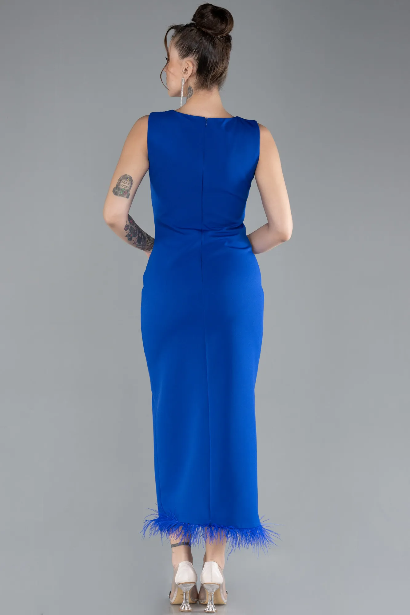 Sax Blue-Midi Cocktail Dress ABK2169