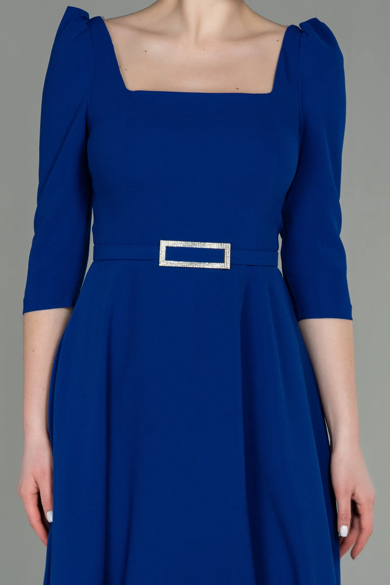 Sax Blue-Midi Invitation Dress ABK1678
