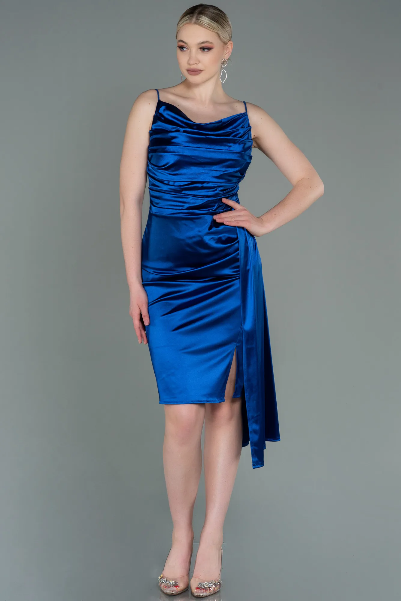 Sax Blue-Midi Invitation Dress ABK1757