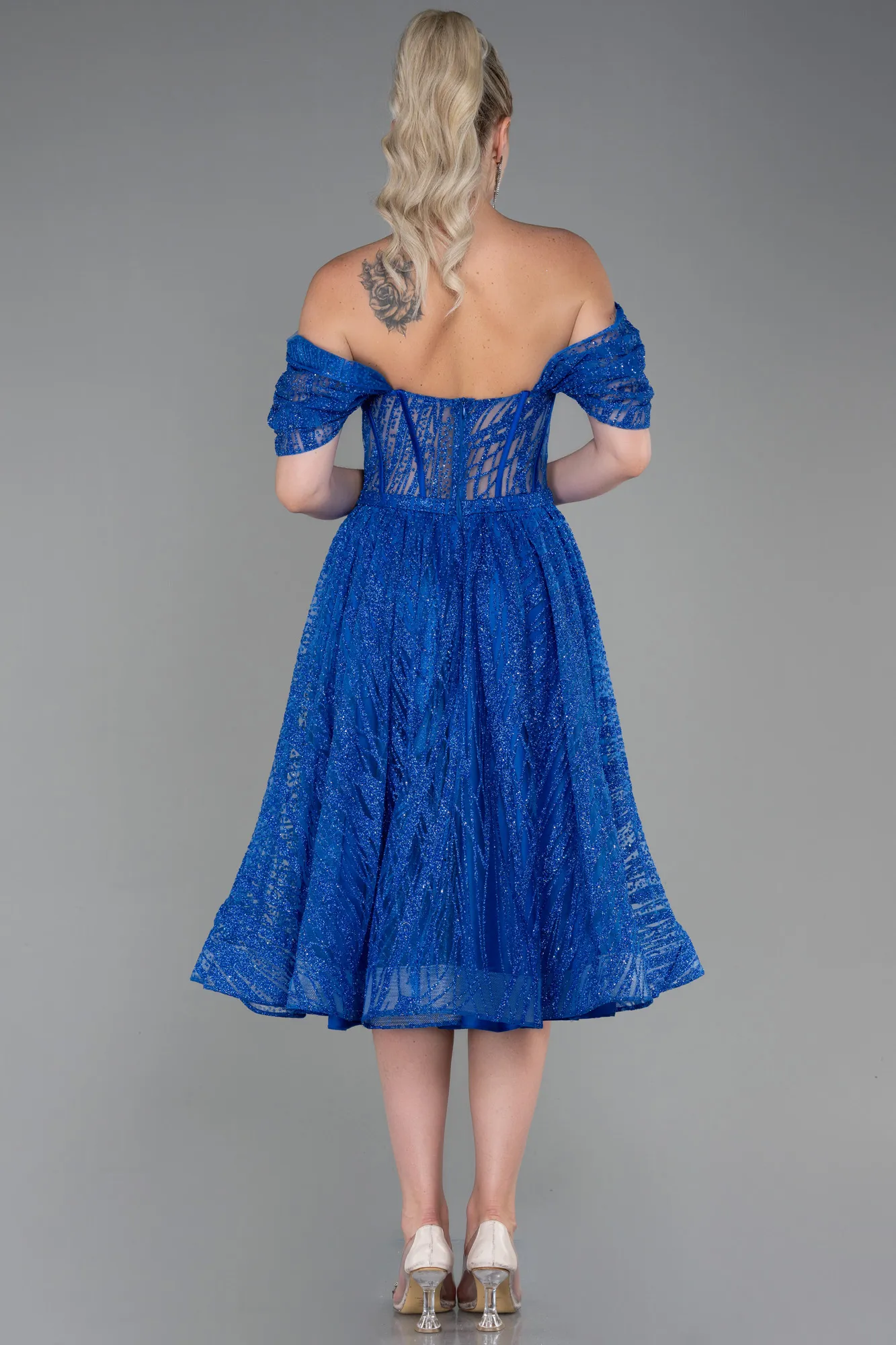 Sax Blue-Midi Invitation Dress ABK1810
