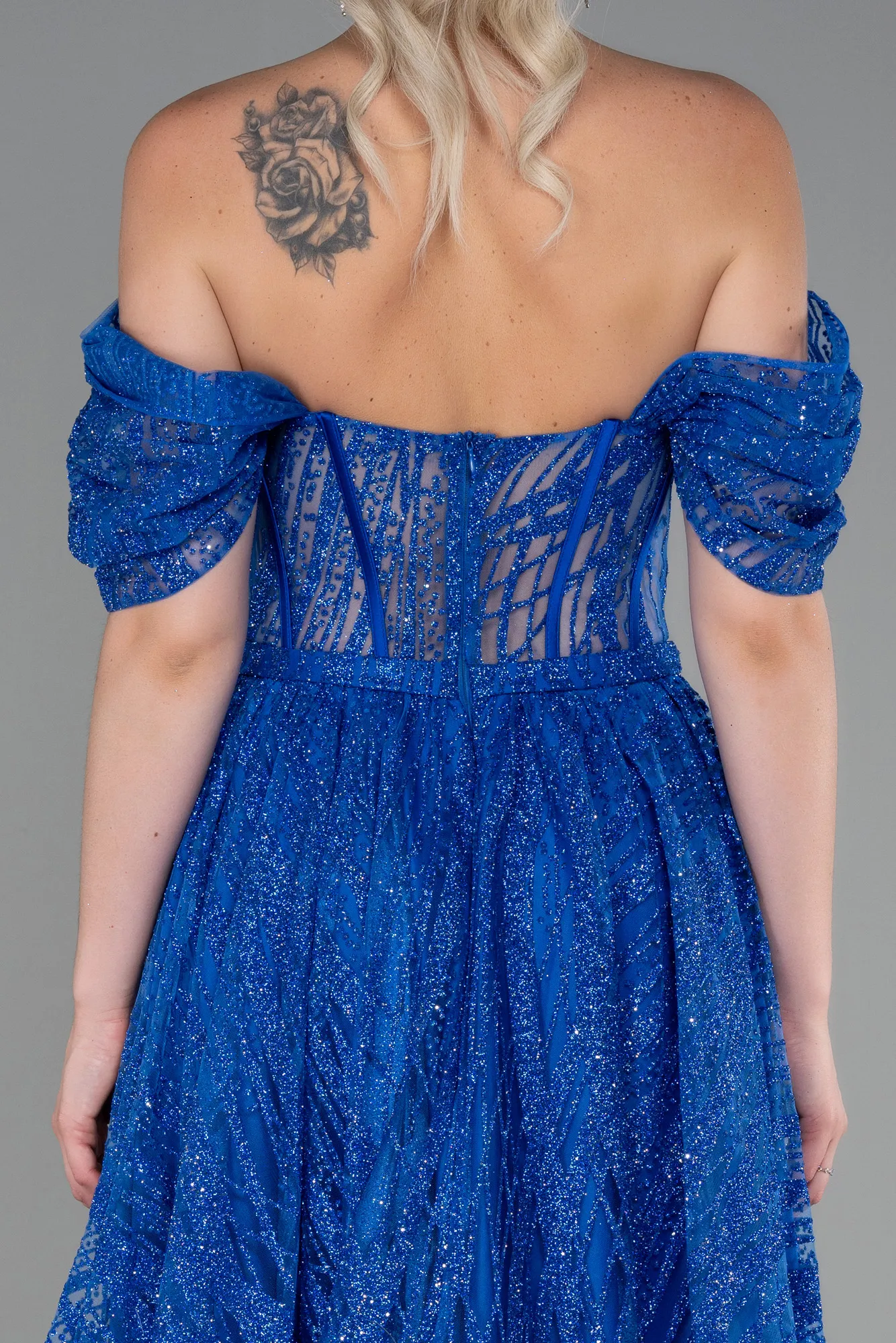 Sax Blue-Midi Invitation Dress ABK1810