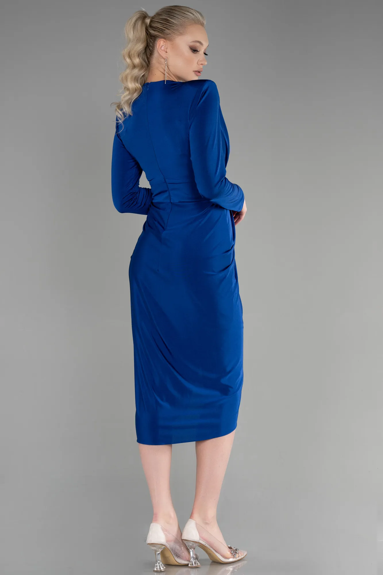 Sax Blue-Midi Invitation Dress ABK1861