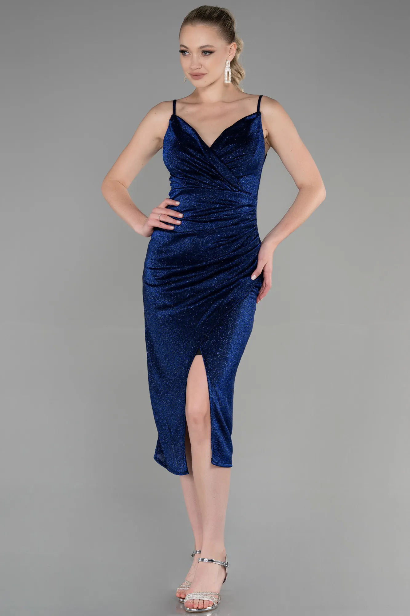 Sax Blue-Midi Invitation Dress ABK1883