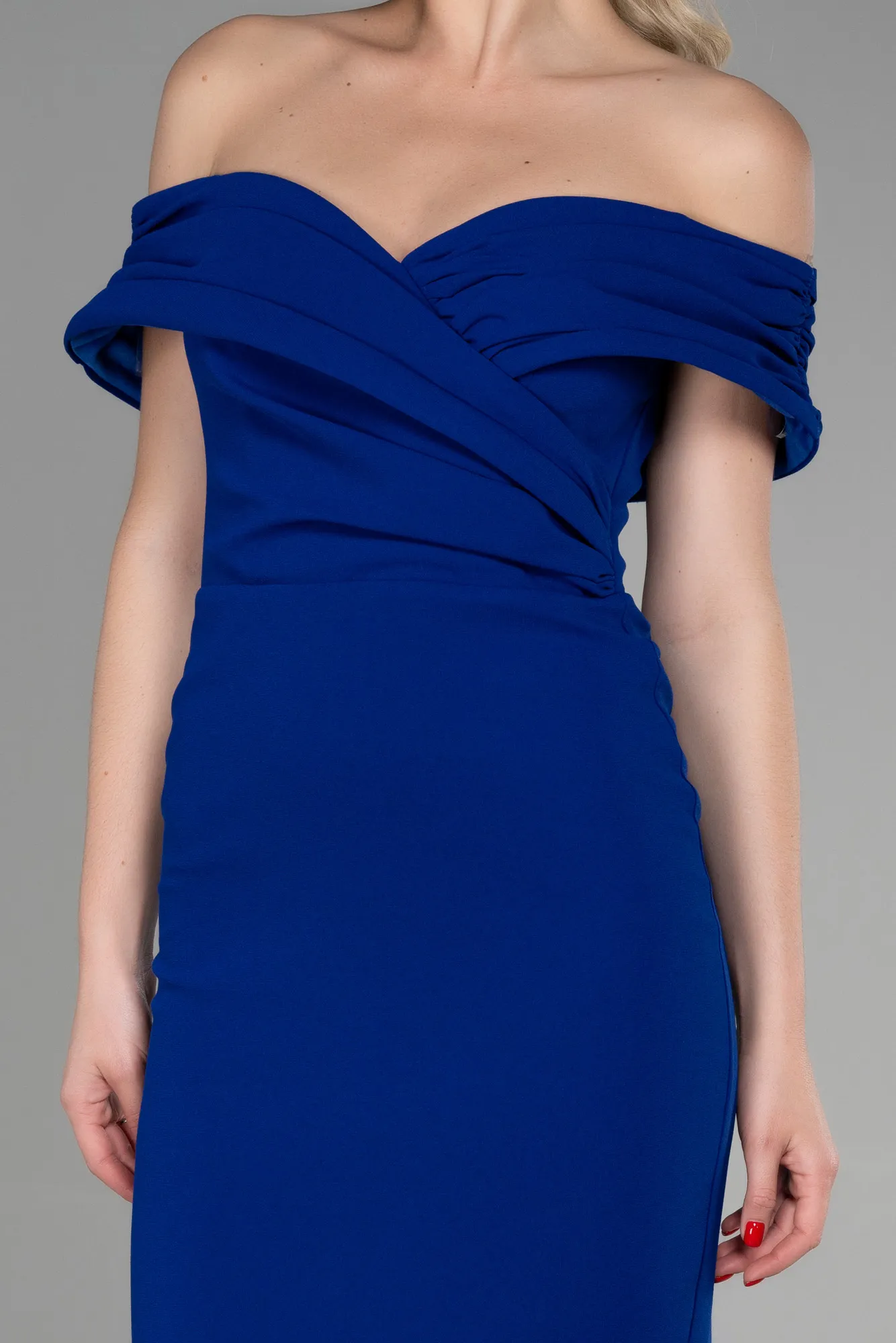 Sax Blue-Midi Invitation Dress ABK1902