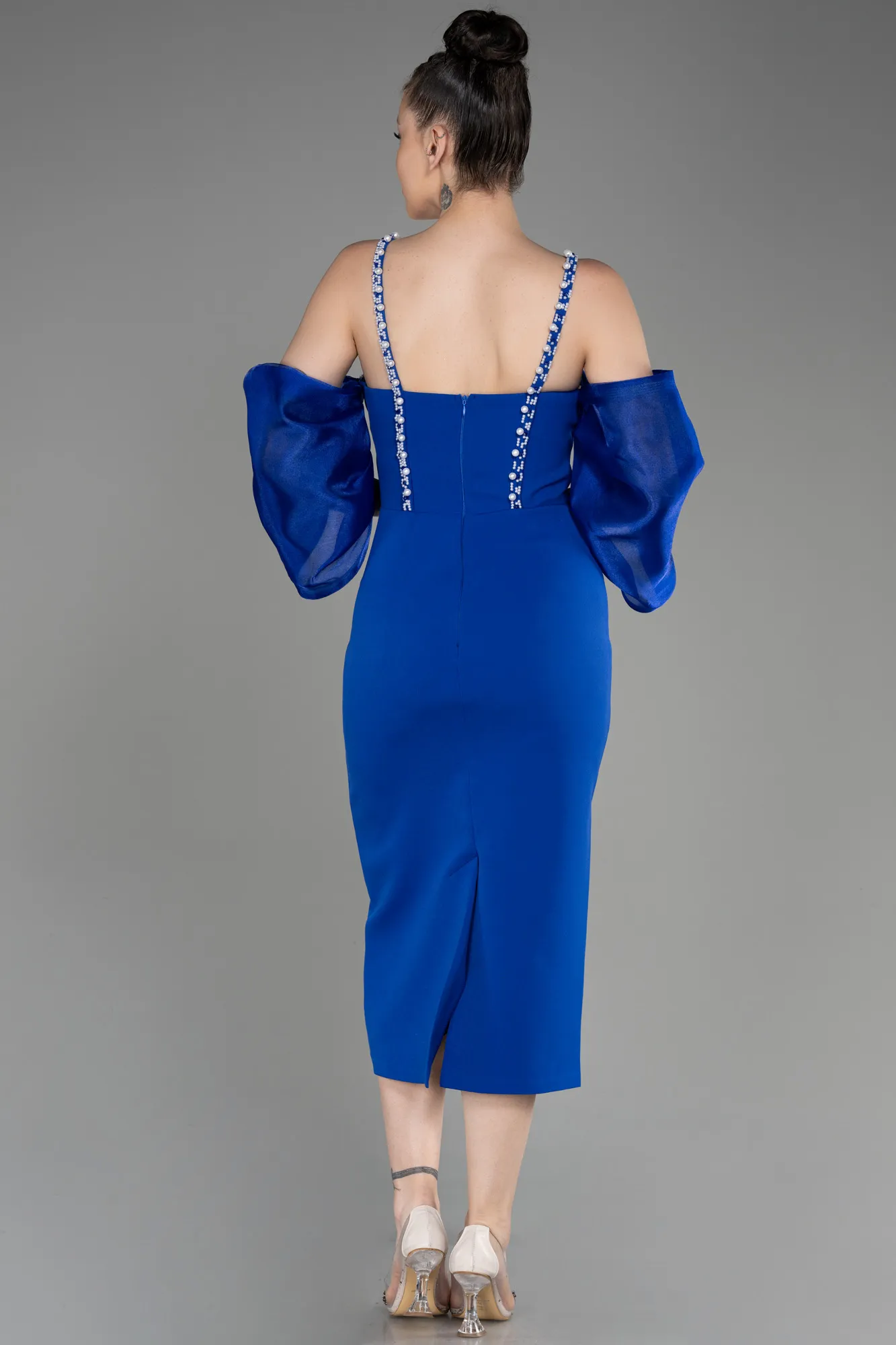 Sax Blue-Midi Invitation Dress ABK1906