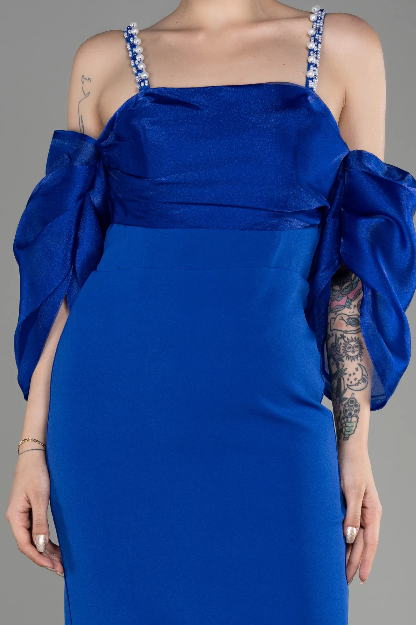 Sax Blue-Midi Invitation Dress ABK1906