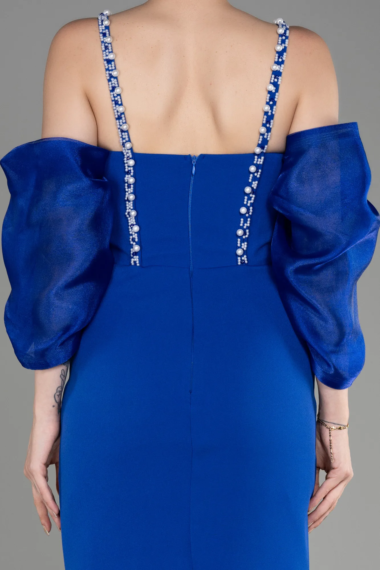 Sax Blue-Midi Invitation Dress ABK1906