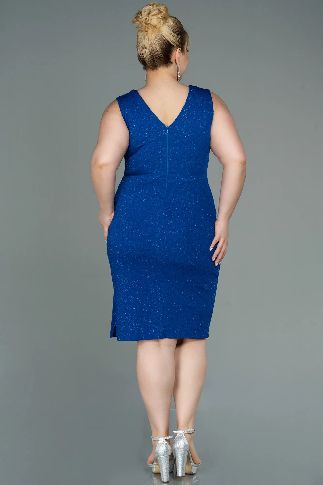Sax Blue-Midi Oversized Evening Dress ABK1752