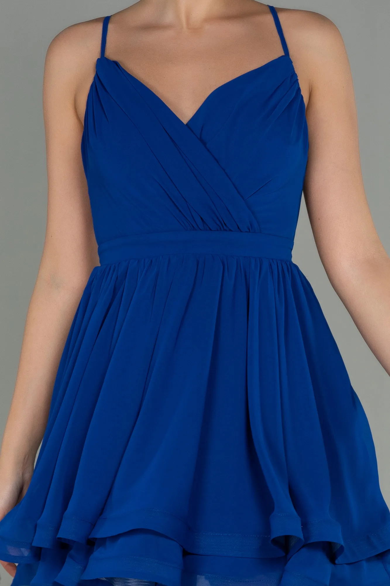 Sax Blue-Mini Chiffon Night Dress ABK1695