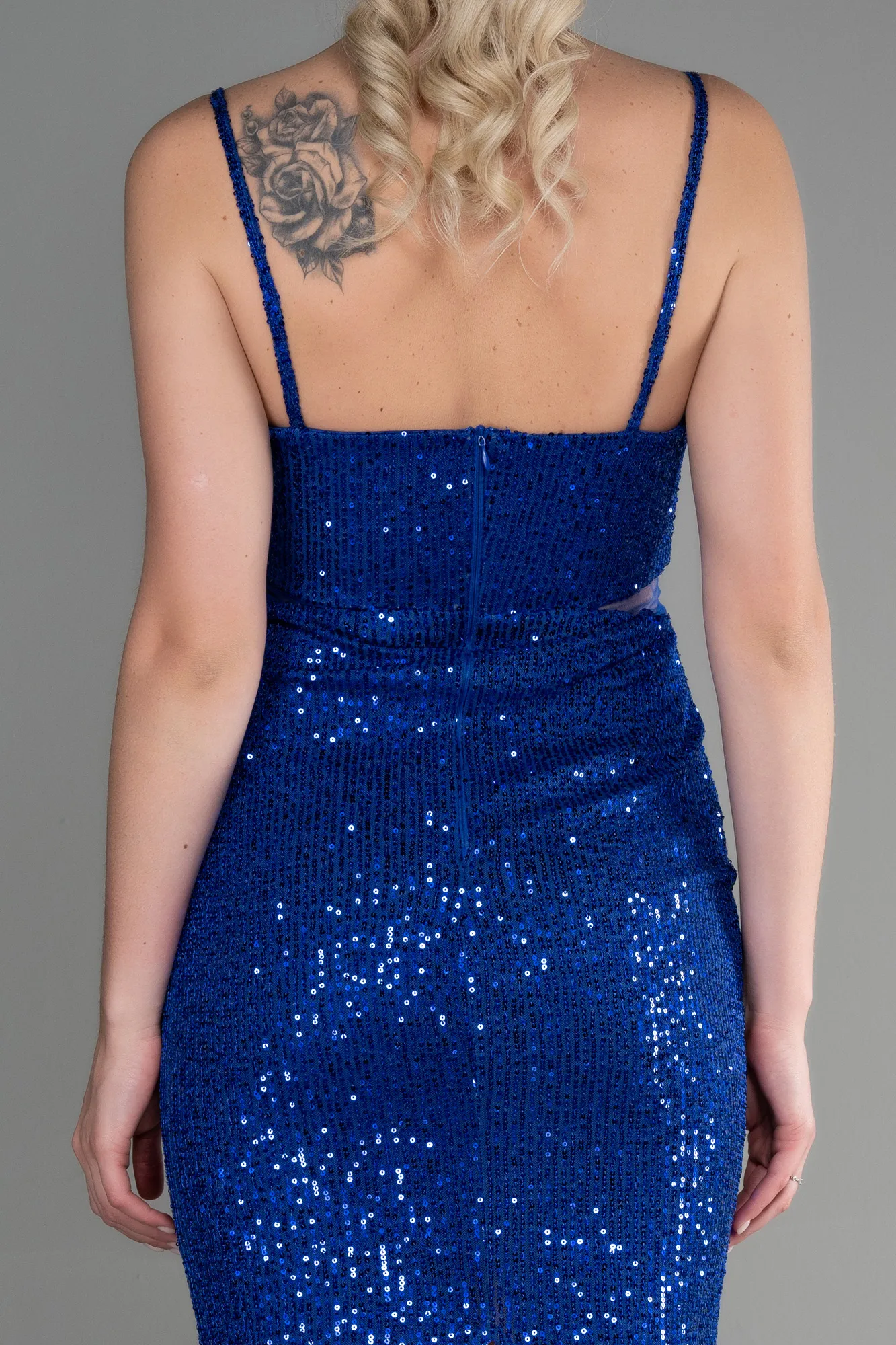 Sax Blue-Short Evening Dress ABK1541