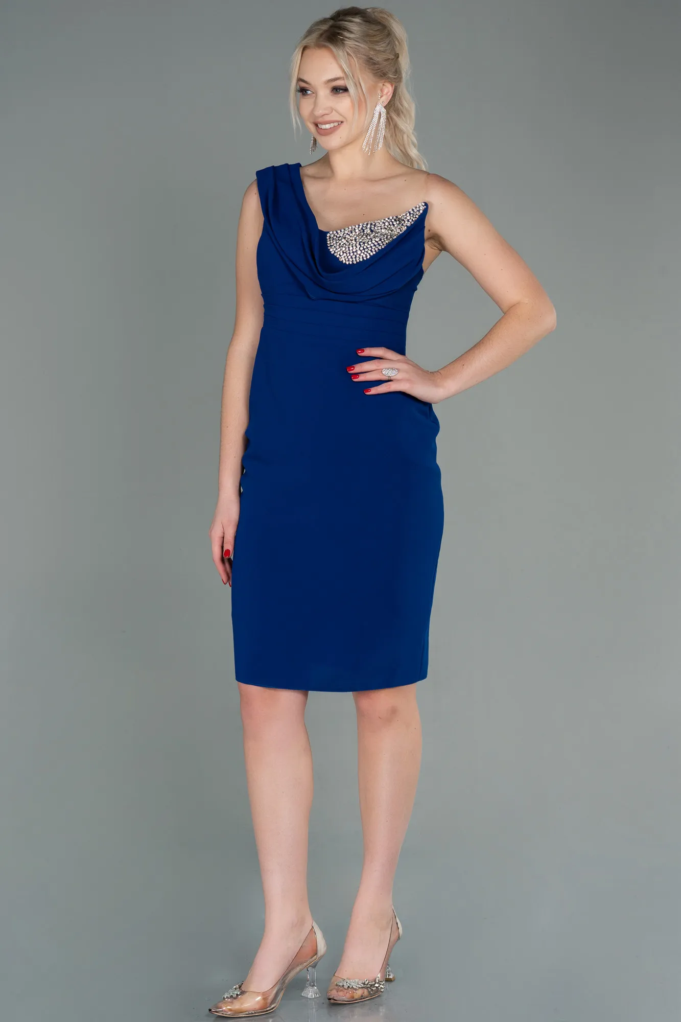 Sax Blue-Short Invitation Dress ABK1455