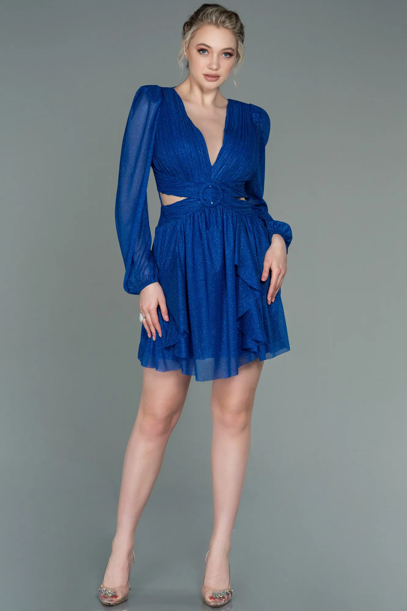 Sax Blue-Short Invitation Dress ABK1743