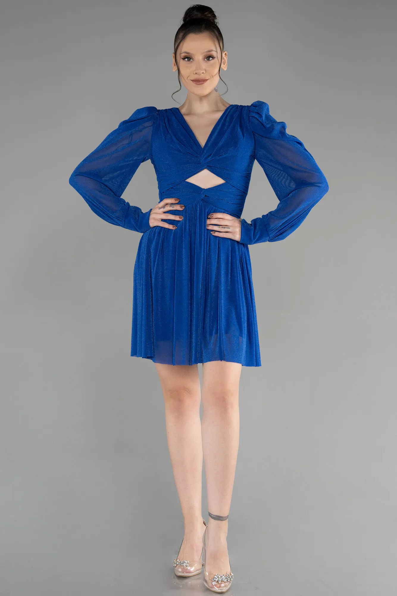 Sax Blue-Short Invitation Dress ABK1839