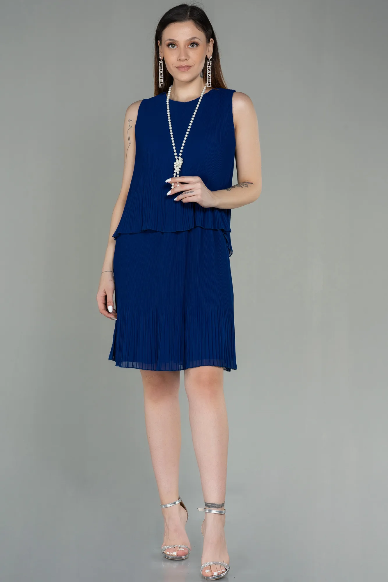 Sax Blue-Short Invitation Dress ABK782