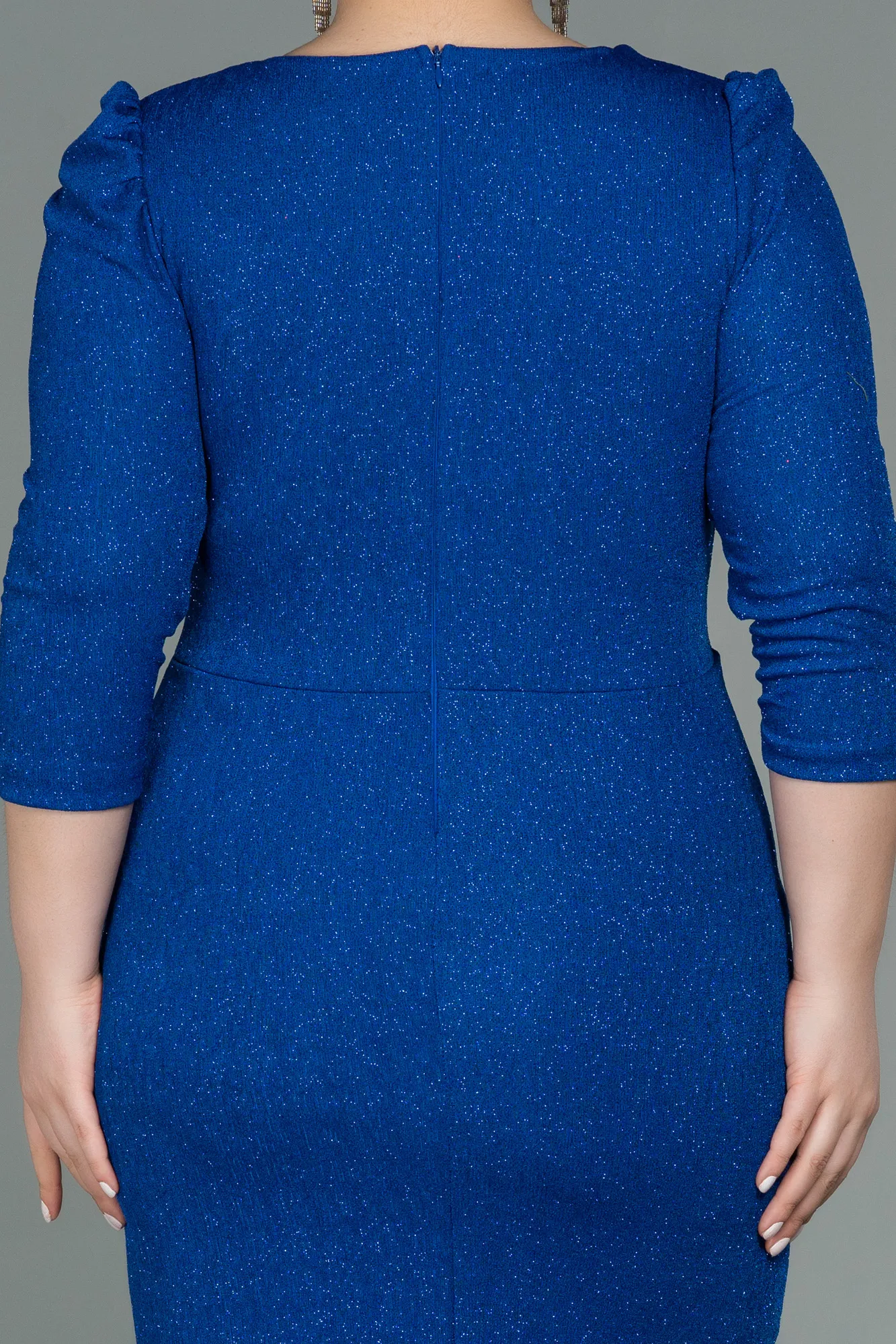 Sax Blue-Short Oversized Evening Dress ABK1246