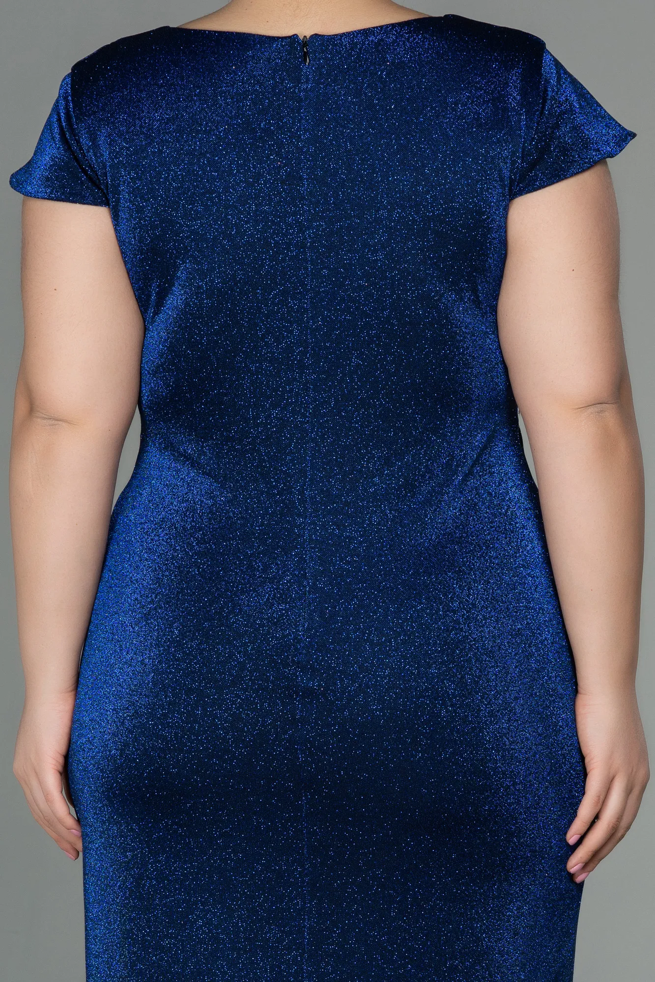 Sax Blue-Short Plus Size Evening Dress ABK1583