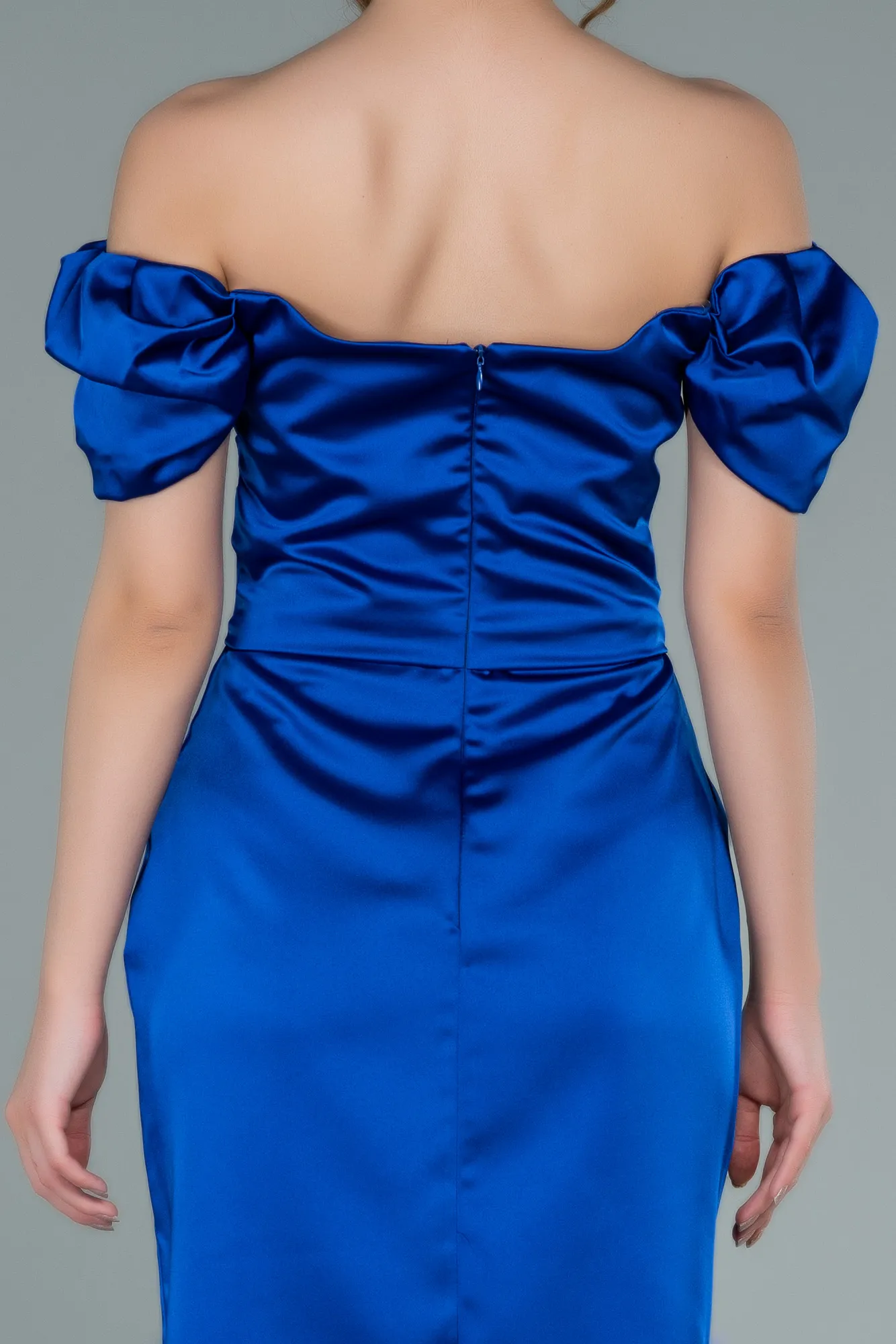 Sax Blue-Short Satin Invitation Dress ABK1394