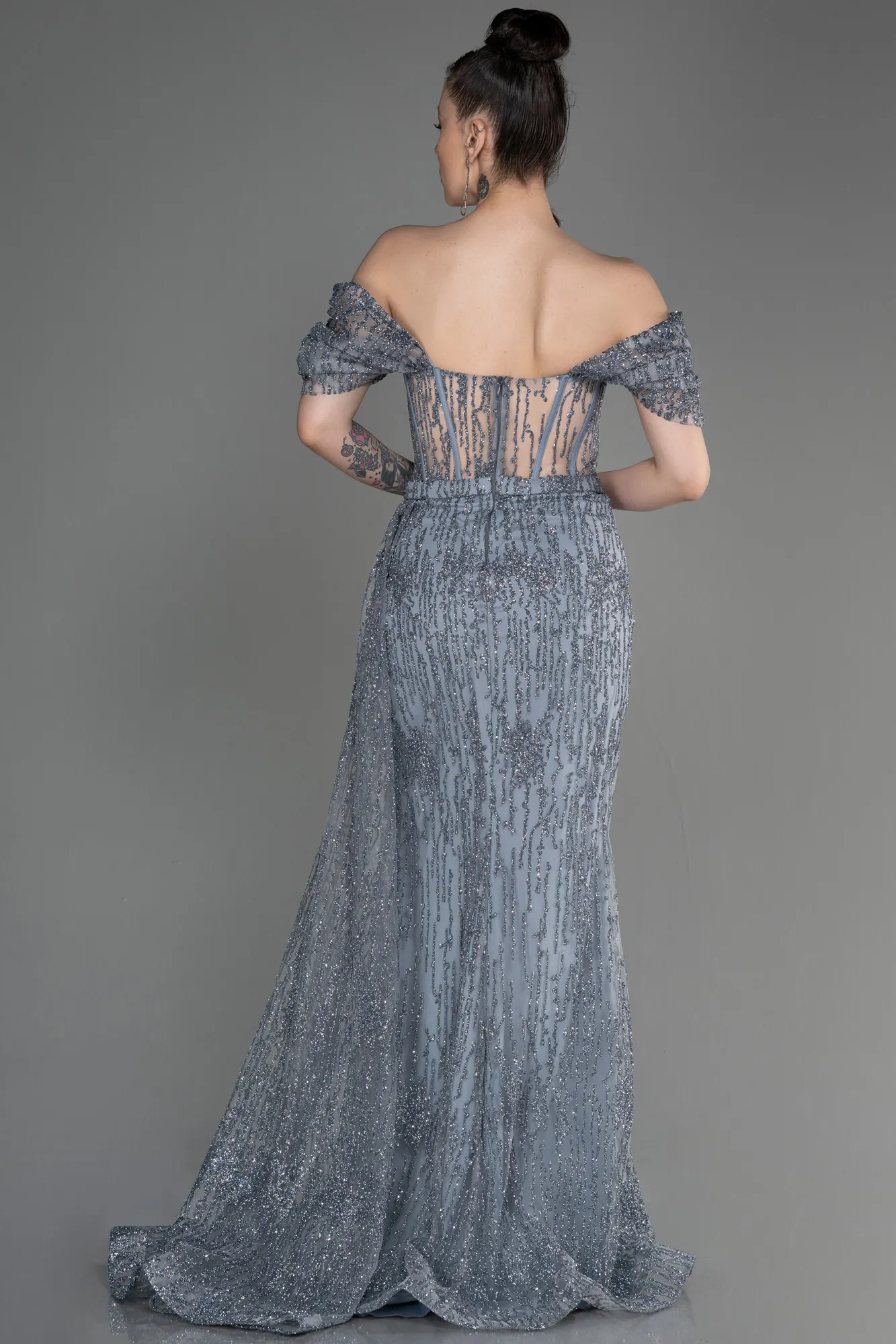 Silver-Long Evening Dress ABU2706