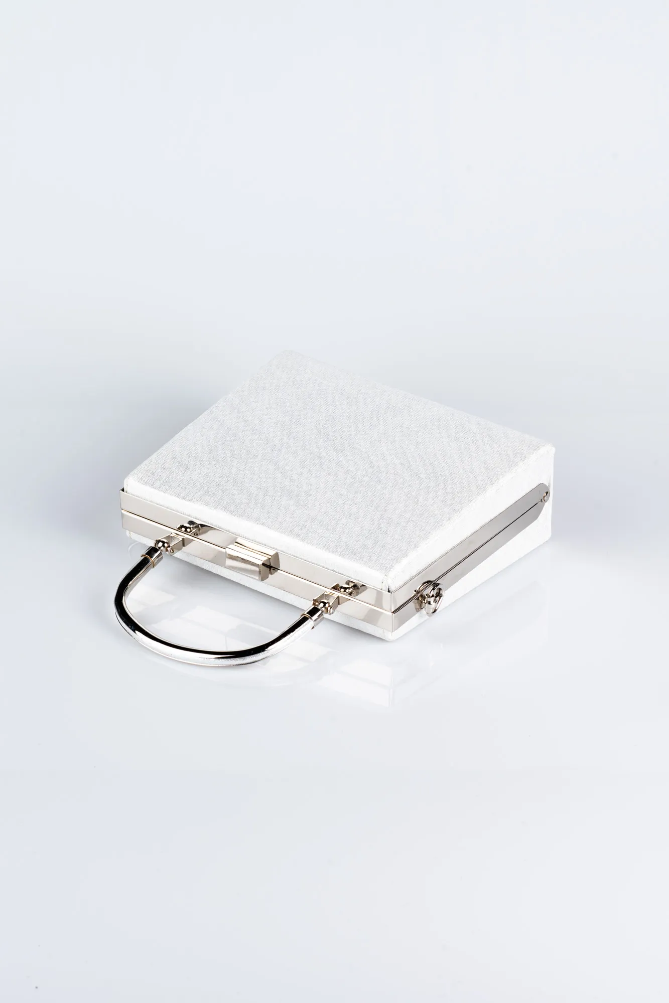 Silver-Plaster Fabric Box Bag V294