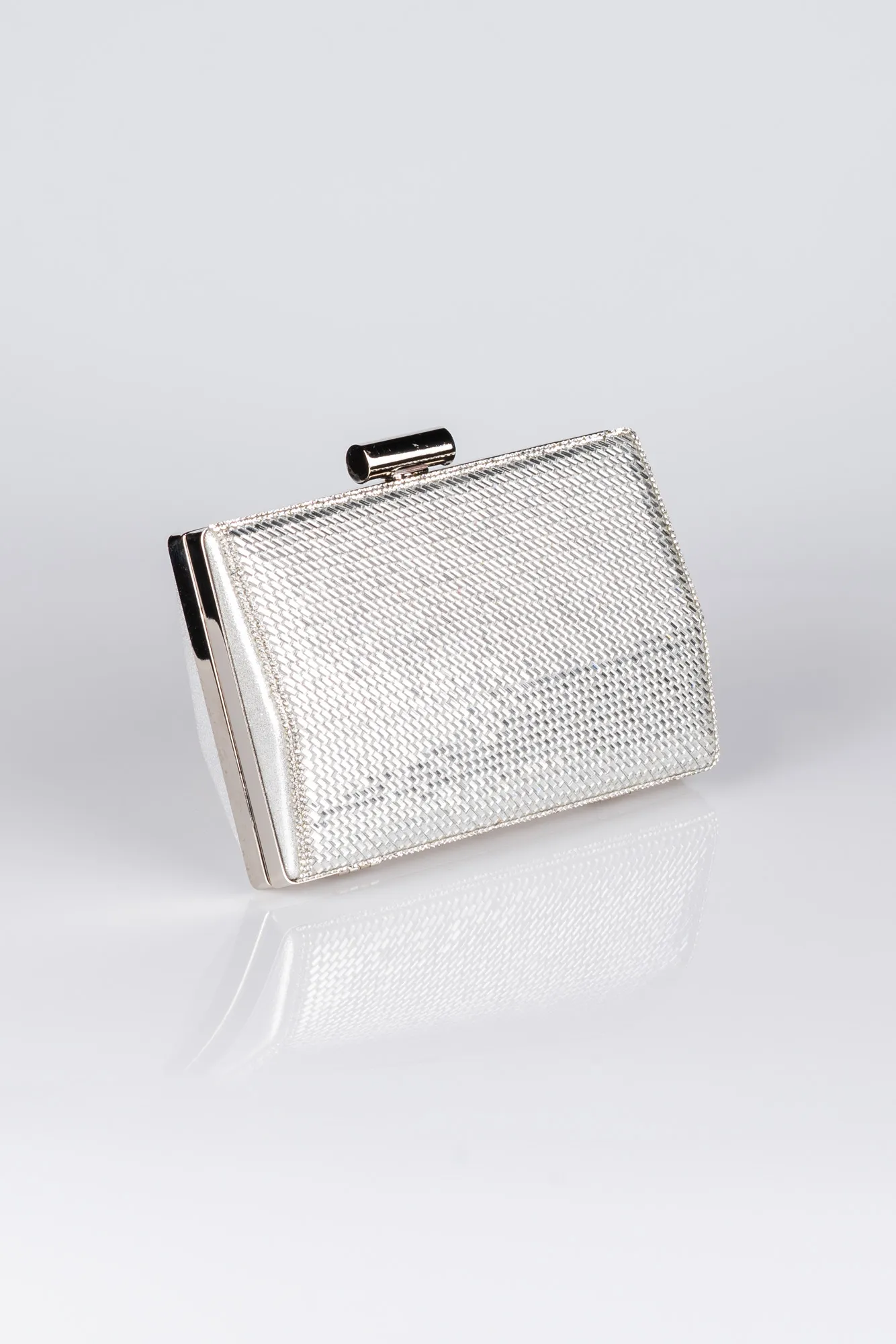 Silver-Plaster Fabric Box Bag V335